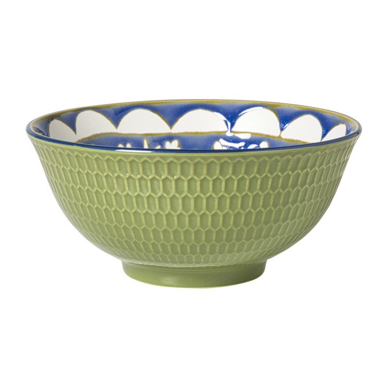 Xenos Schaaltje Rene groot - groen/blauw - ø15.8x7.3 cm