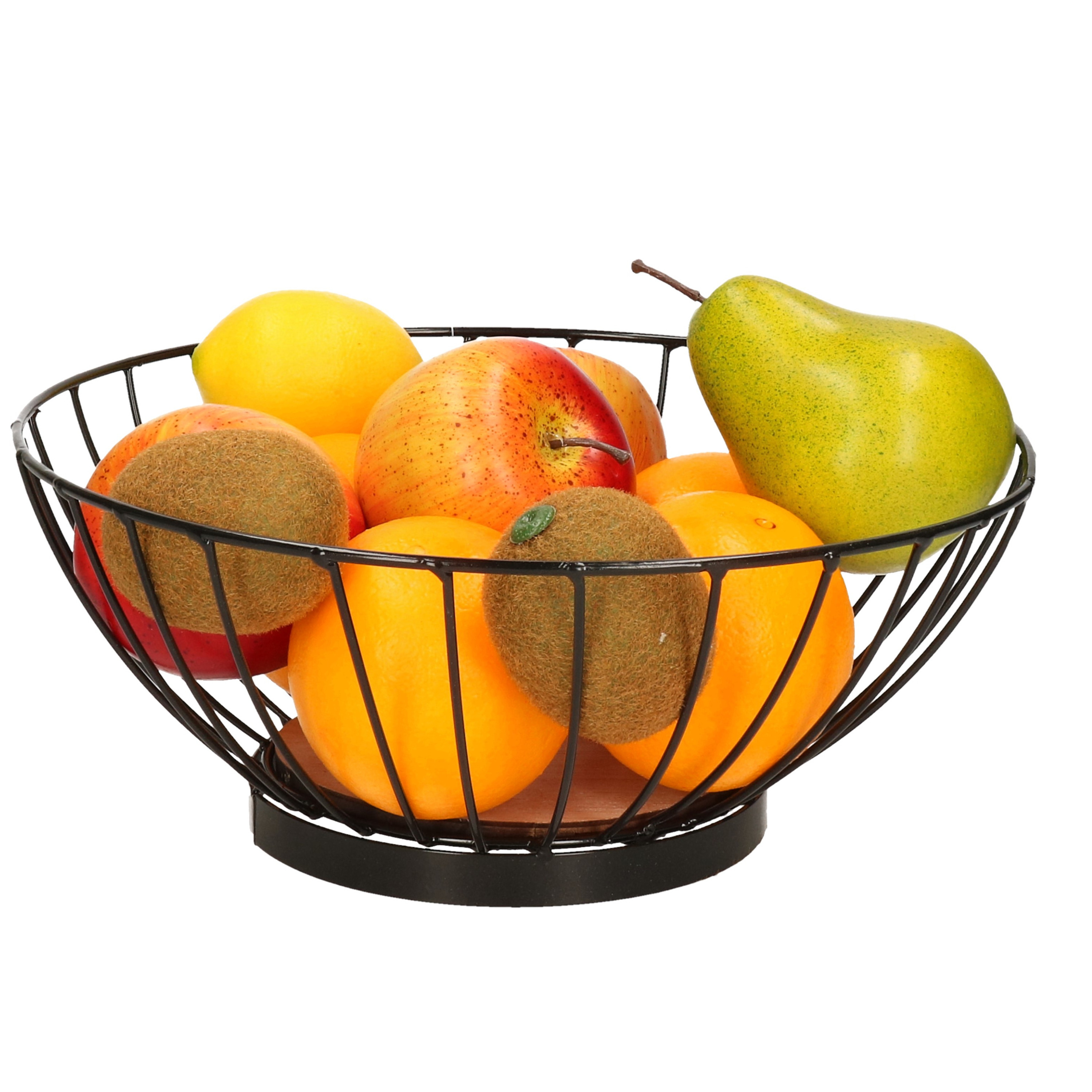 Merkloos Metalen fruitmand/fruitschaal zwart rond 28 cm -