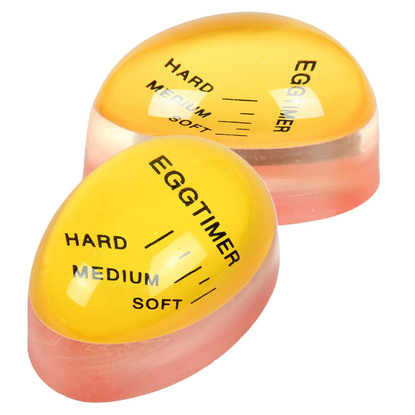 Benson Eierwekker - 2x - rood/geel - siliconen - kookwekker eieren - zacht/medium/hard - 6 x 4 cm -