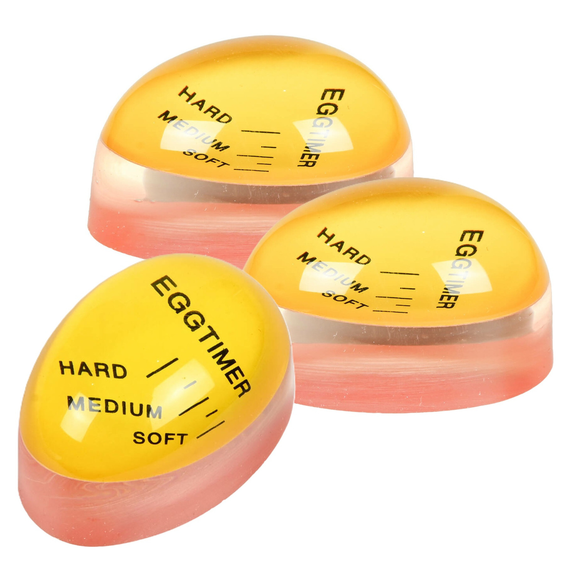 Benson Eierwekker - 3x - rood/geel - siliconen - kookwekker eieren - zacht/medium/hard - 6 x 4 cm -