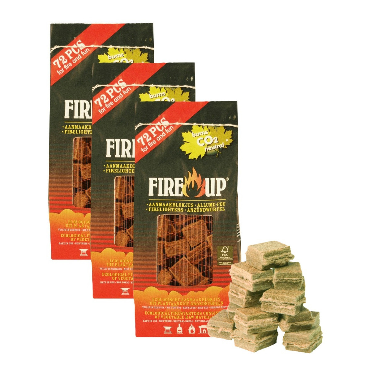 Fire up Fire-up Barbecue aanmaakblokjes - 216x - bruin - reukloos - niet giftig - BBQ -