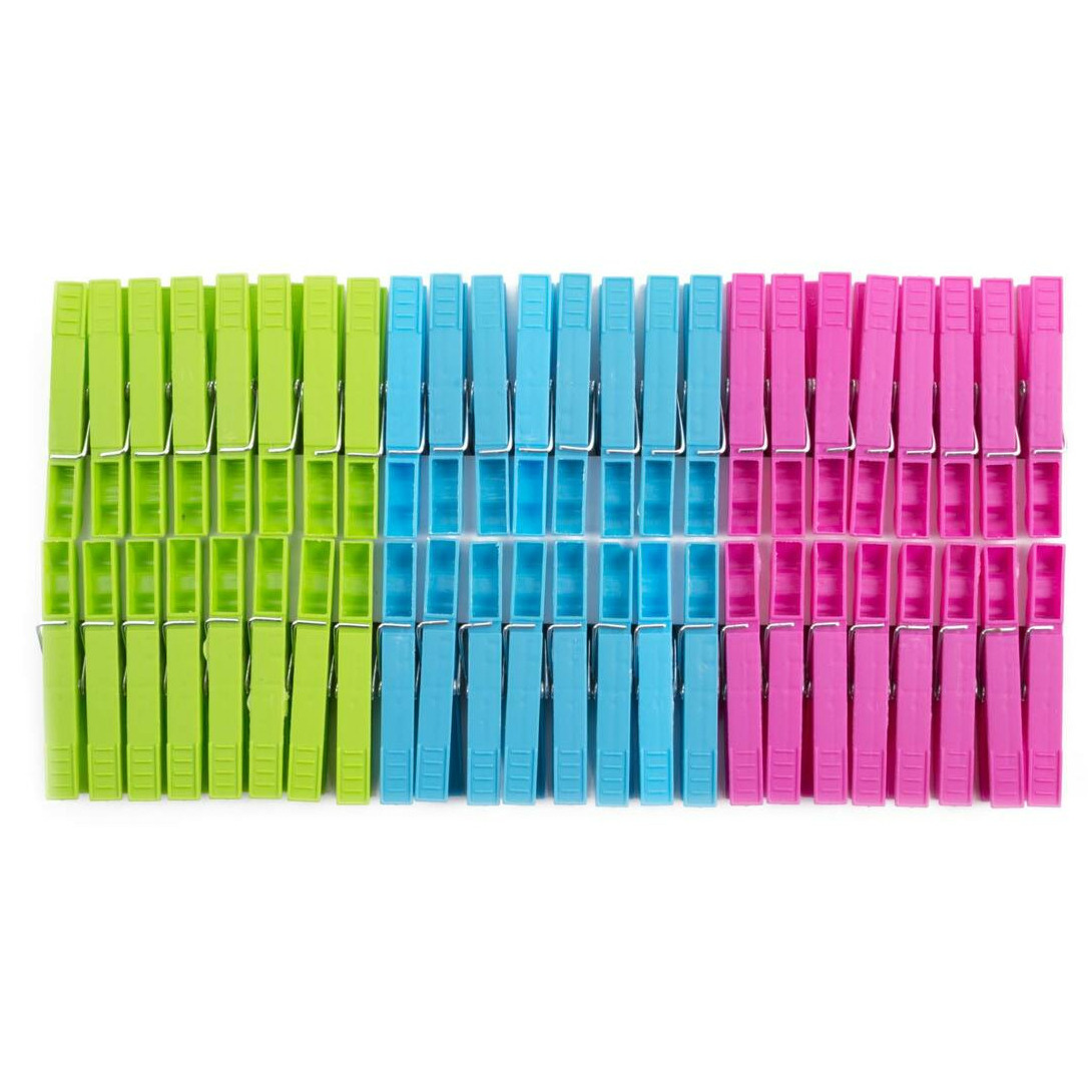 Benson Wasknijpers - 48x stuks - kleurenmix fel - kunststof - 8 cm -