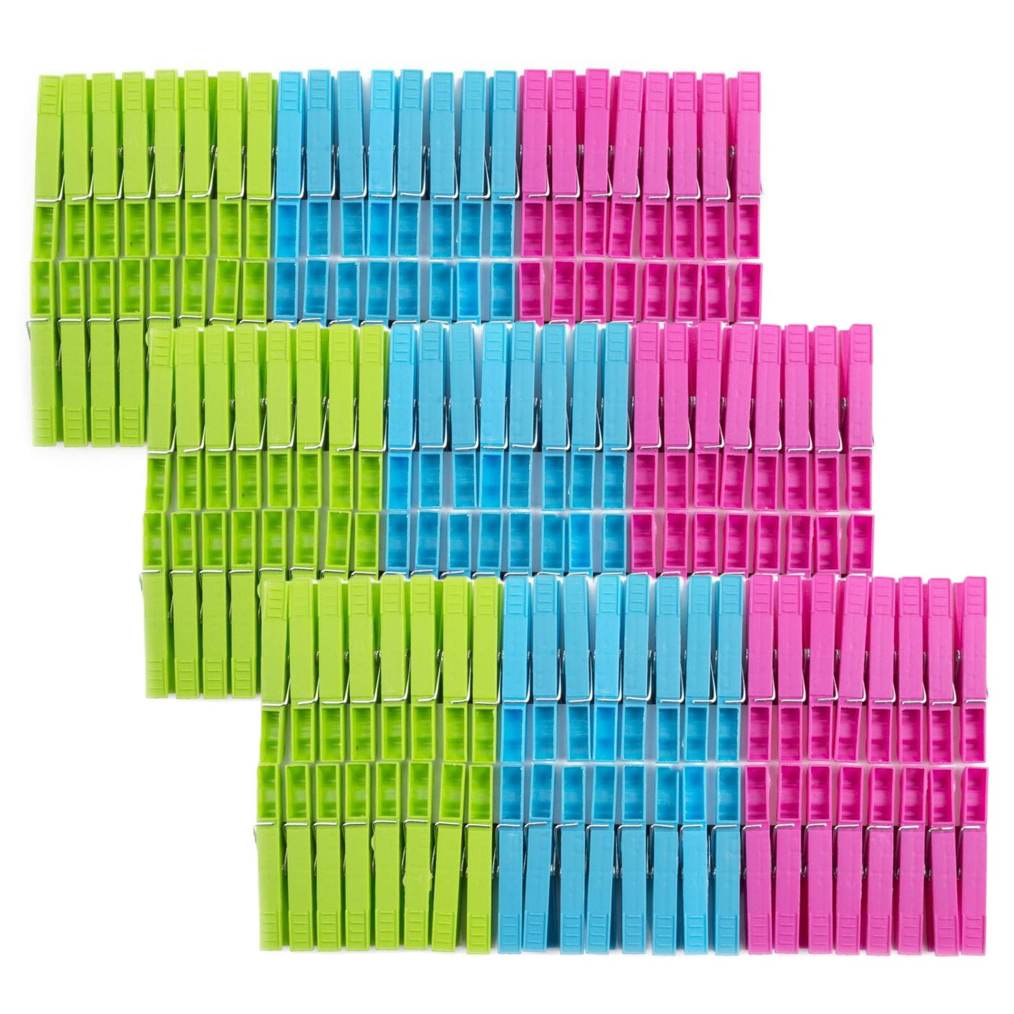 Benson Wasknijpers - 144x stuks - kleurenmix fel - kunststof - 8 cm -