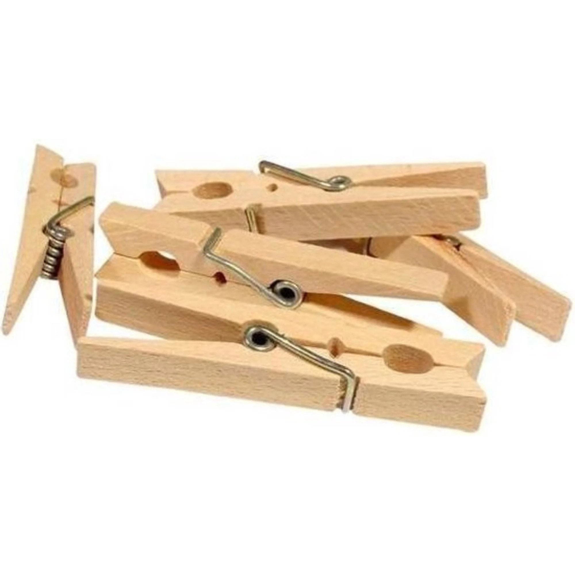 Benson Wasknijpers - 72x stuks - - natuurlijke houtkleur - stevig ontwerp - 10 cm -