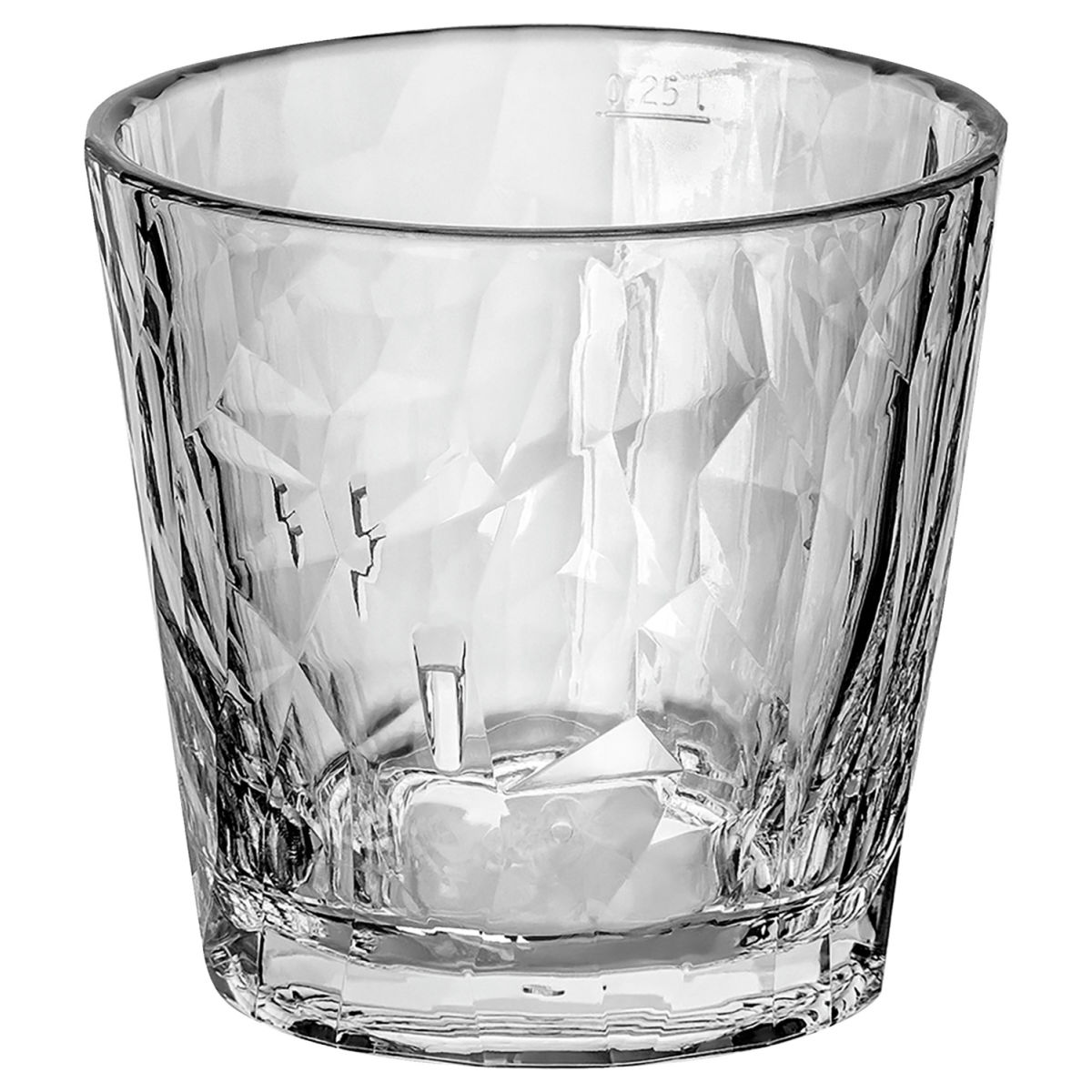 Koziol Drinkglas Lowball Club No. 22 Superglas stapelbaar; 300ml, 8.7 cm (H); transparant; 0.25 l vulstreepje, 12 stuk / verpakking