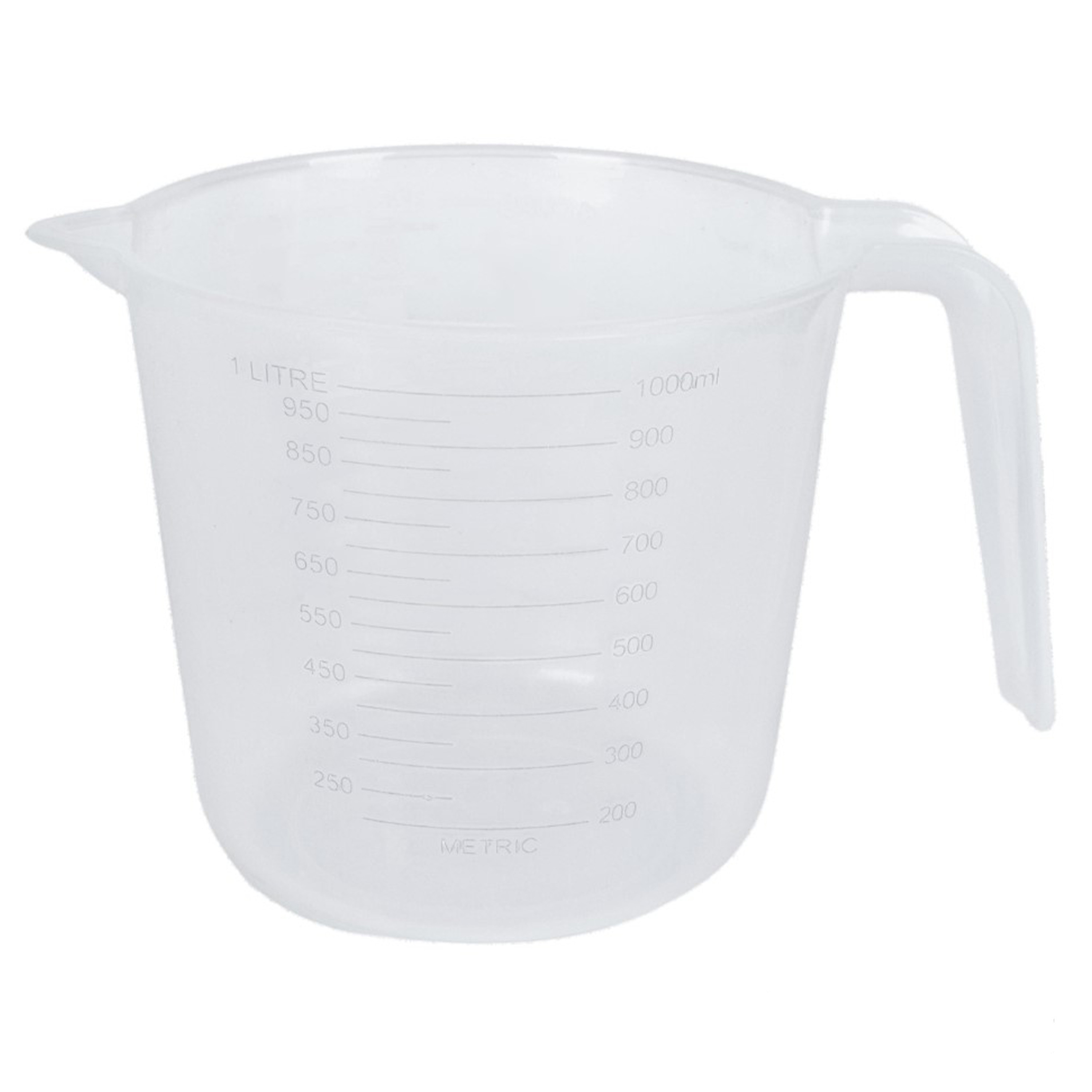 DID Maatbeker - kunststof - transparant - 1000 ml - met maataanduiding - mengbeker -