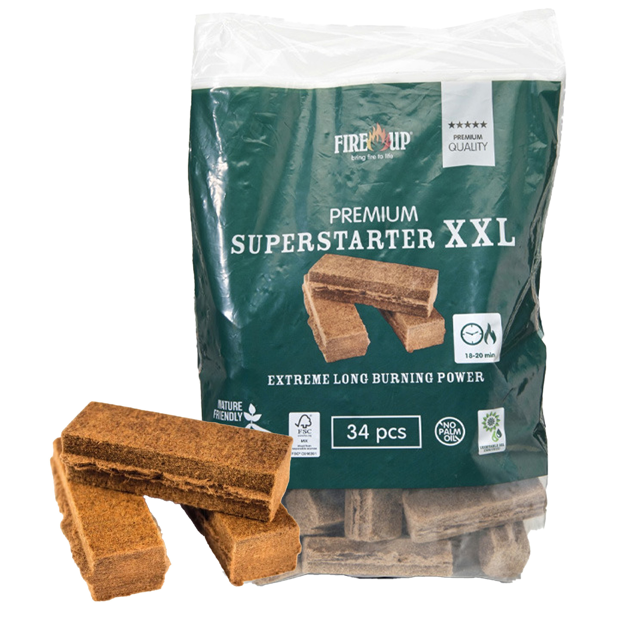 Fire up Fire-up Barbecue superstarter aanmaakblokjes - 68x - bruin - reukloos - niet giftig - BBQ -
