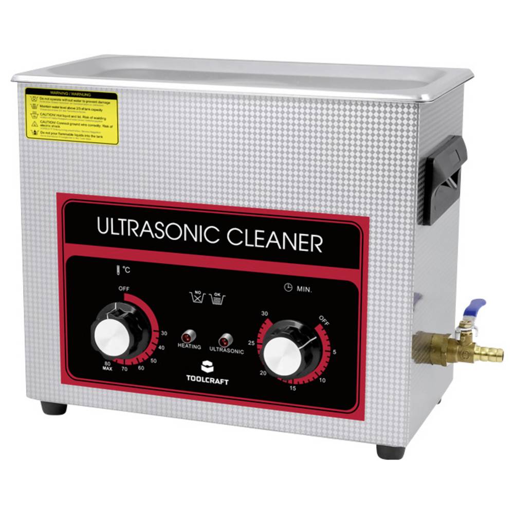 TOOLCRAFT USC-650 Ultrasoonreiniger Sieraden, Werkplaats, Kantoorartikelen 180 W 6.5 l Met verwarming, Met reinigingskorf