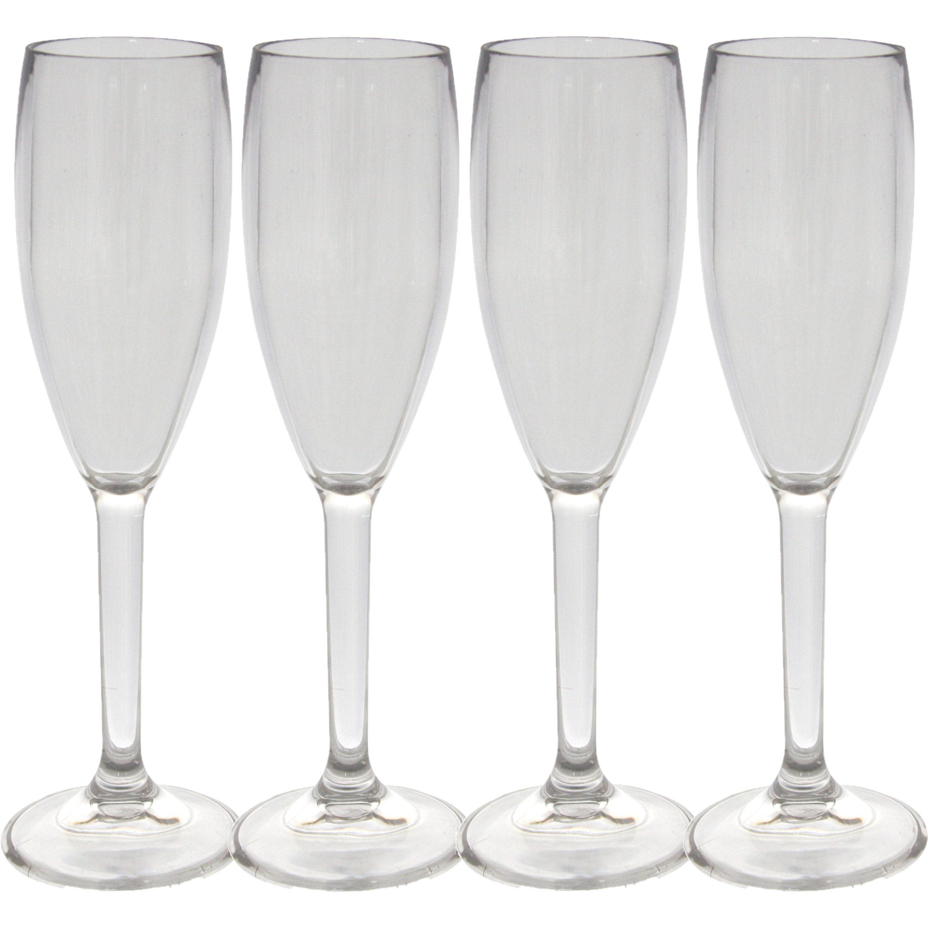 Eurotrail Set van 4x stuks onbreekbare kunststof camping champagneglazen 175 ml -