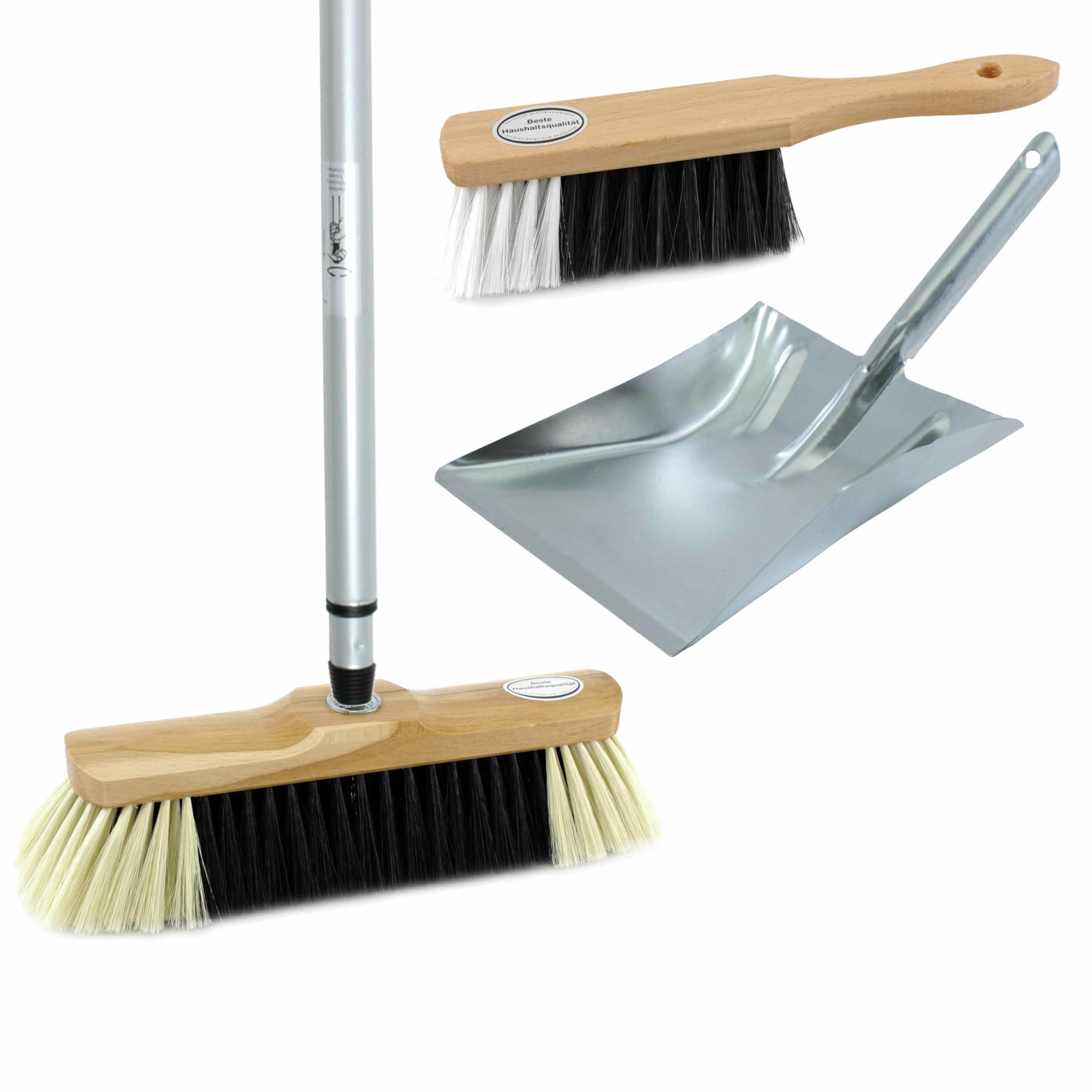 Sorex Luxe bezemset lichtbruin/zilver van metaal inclusief telescoopsteel 200 cm voor binnen -