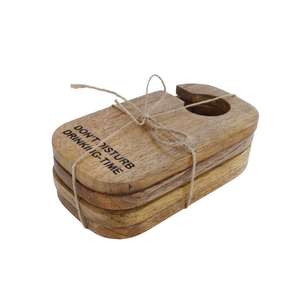 CosyDecor <h2>Onderzetterset Drinking Time Naturel 4-delig Mango