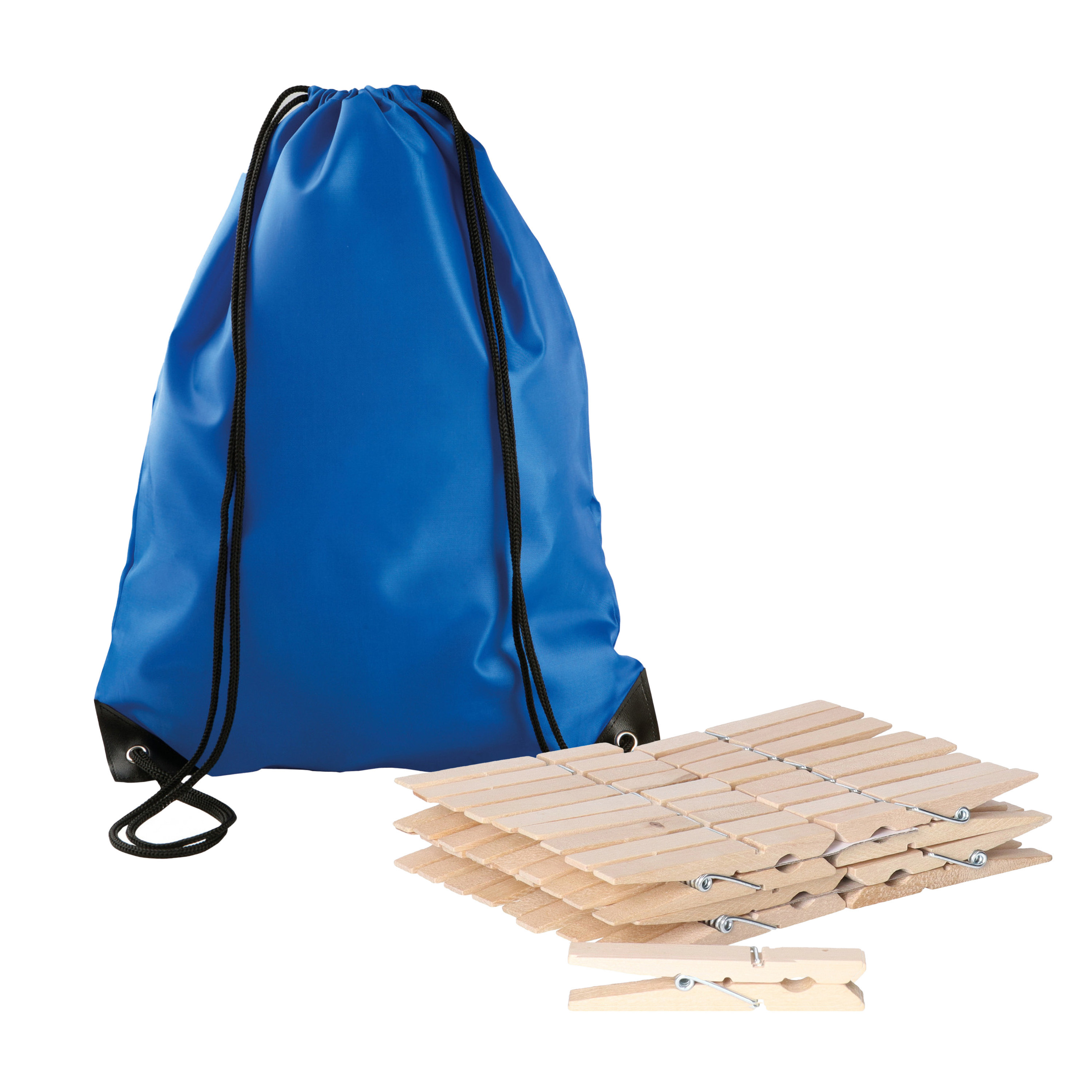 Sorbo Wasknijpers Voordeelzak - met 180x houten wasknijpers - In tasje met hengsels - blauw -