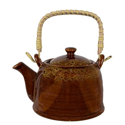 Clayre & Eef Theepot met Filter 750 ml Bruin Geel Keramiek Theekan