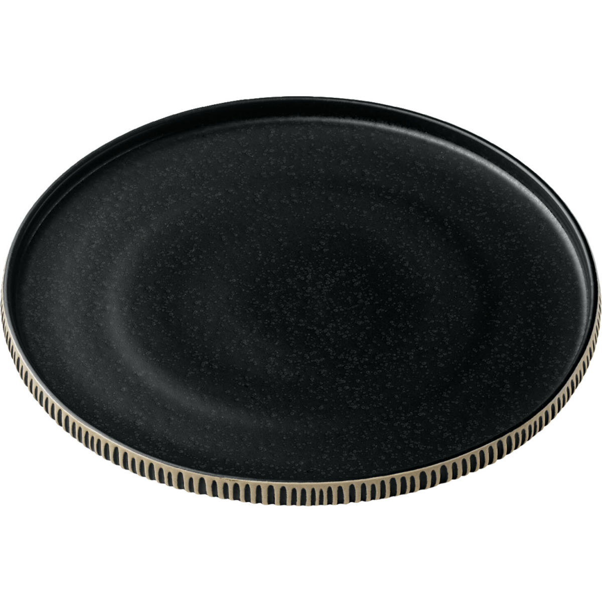 Playground Teller flach Nara reliëf met hoge rand; 21x2.5 cm (ØxH); zwart/wit; rond; 6 stuk / verpakking