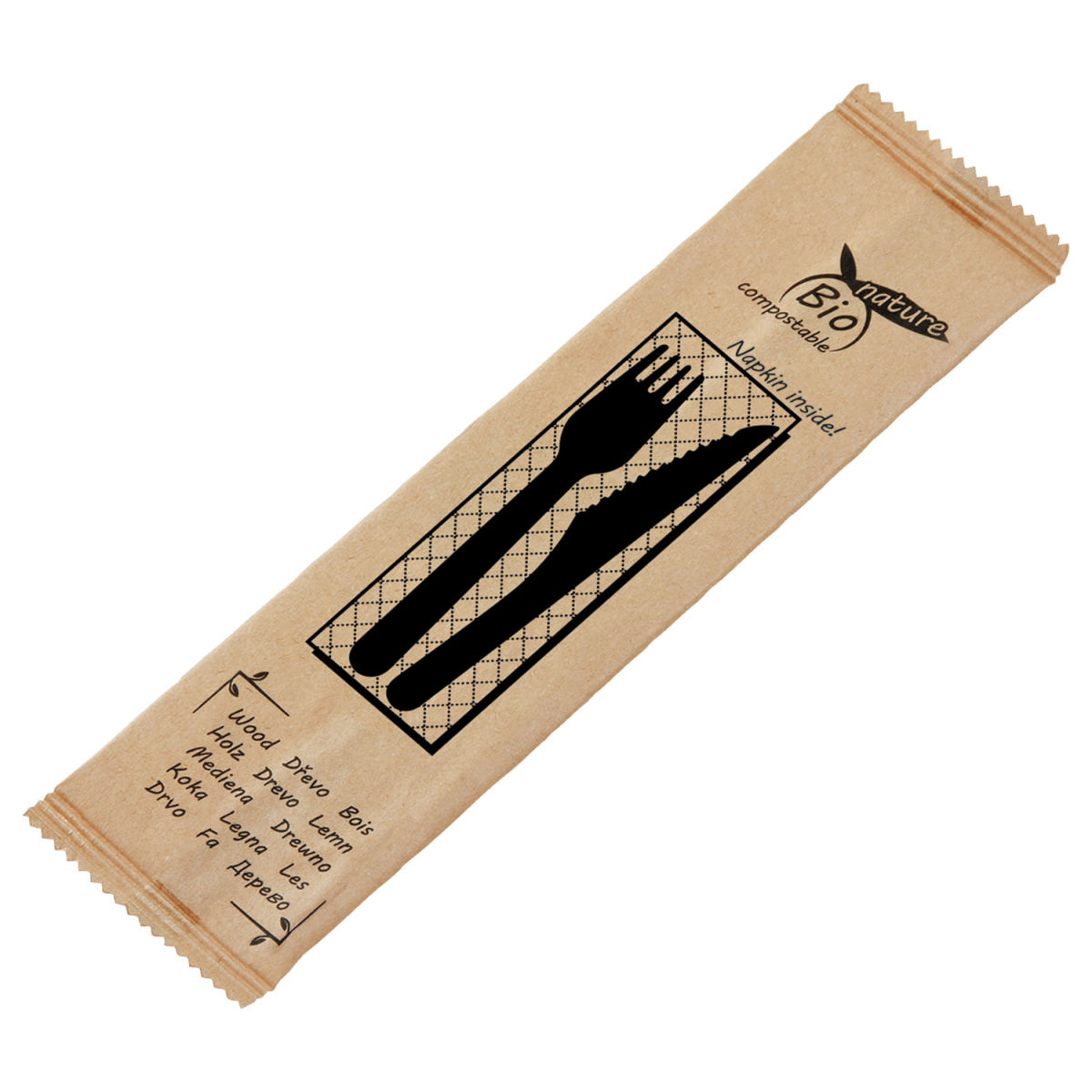 WIMEX Wegwerp bestekset Betulla S; 16 cm (L); bruin; 60 set / verpakking