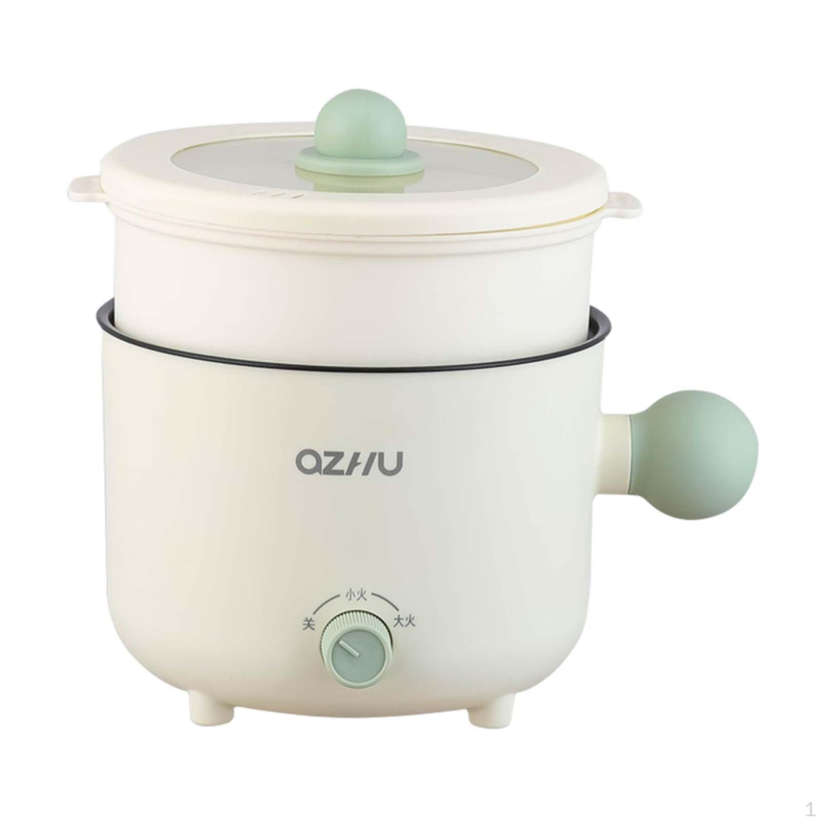 Moonice Mini Pot Multifunctional 1.8L Electric Cooker for Dumpling Steak Noodles Green ball handle Green ball handle