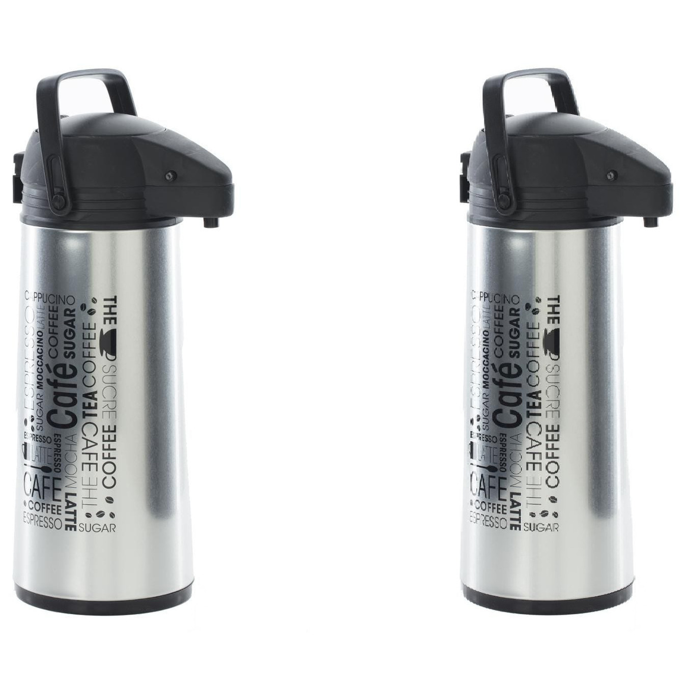 5five Thermoskan - 2x stuks - 1,9 liter - 19 x 13 x cm - RVS - isoleerkan - Koffie/thee kan -