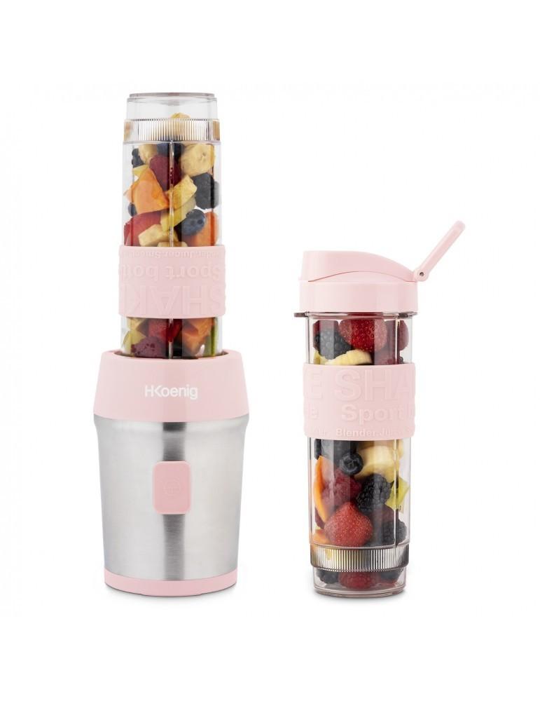 H.Koenig Batidora de Vaso Portátil, 300 W, 570 mL., Color rosa