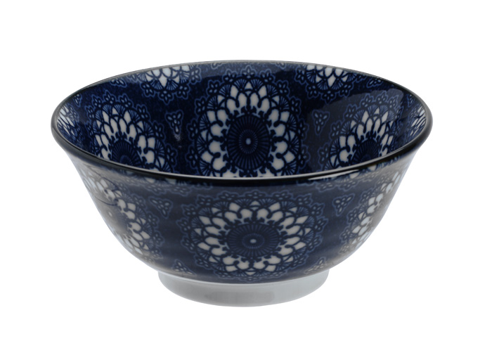 Tokyo Design Studio Keramische kom -  - Flower Blue - 550ml 14.8x6.8cm