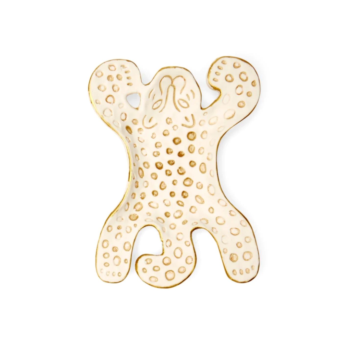 Merkloos Decoratie schaaltje luipaard wit 13cm