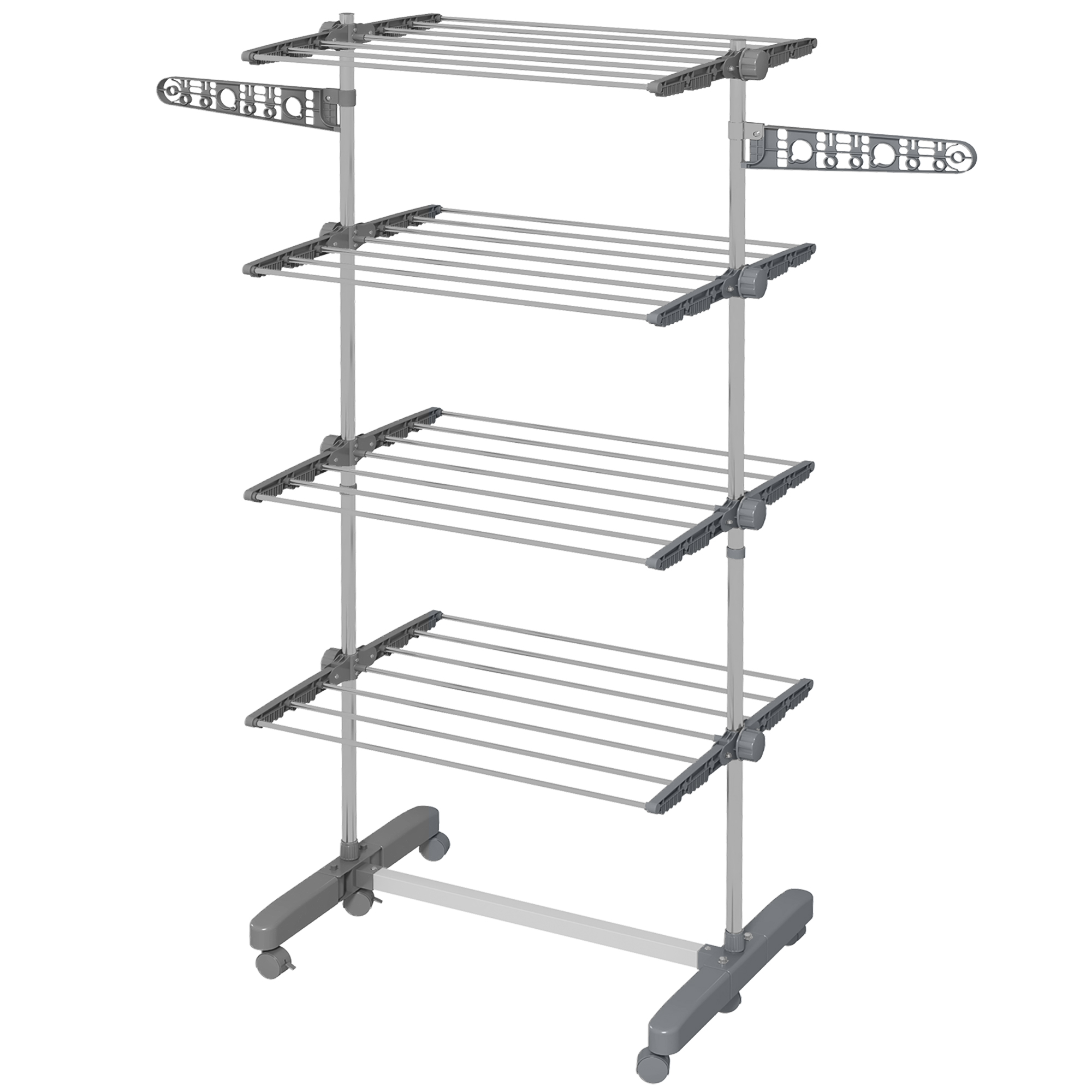 HOMCOM opvouwbaar wasrek, ruimtebesparend, 5 niveaus, eenvoudig te monteren, 142 x 55 x 172 cm, duurzaam, grijs + zilver | Aosom.nl