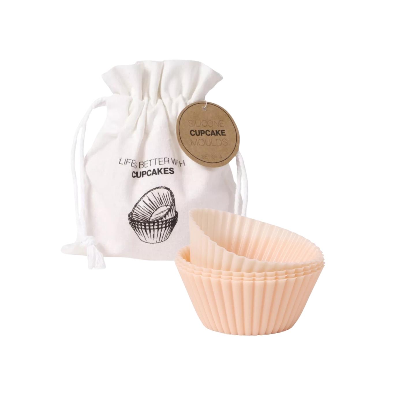 Merkloos SENZA cupcake bakvormset siliconen roze