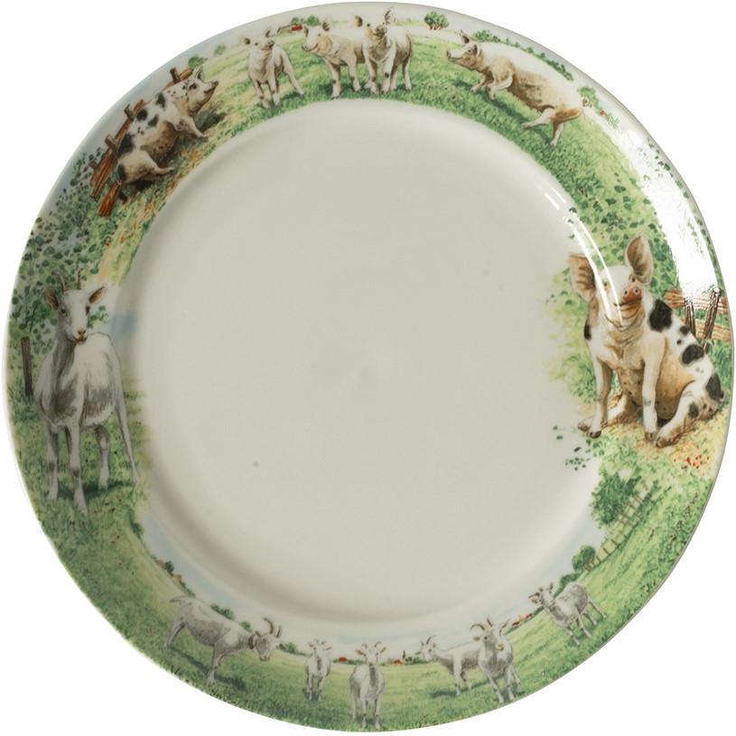 Wiebe van der Zee Wiebe's Farm Bord geit varken Ø21cm 6st
