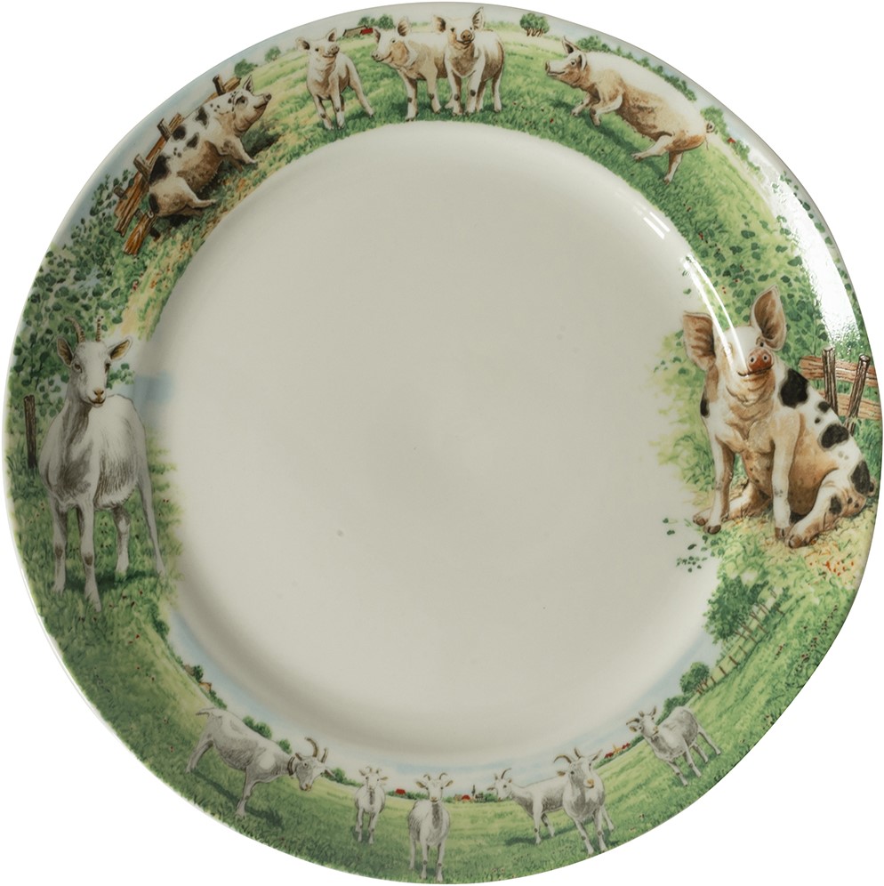 Wiebe van der Zee Wiebe's Farm Bord geit varken Ø25cm 6st