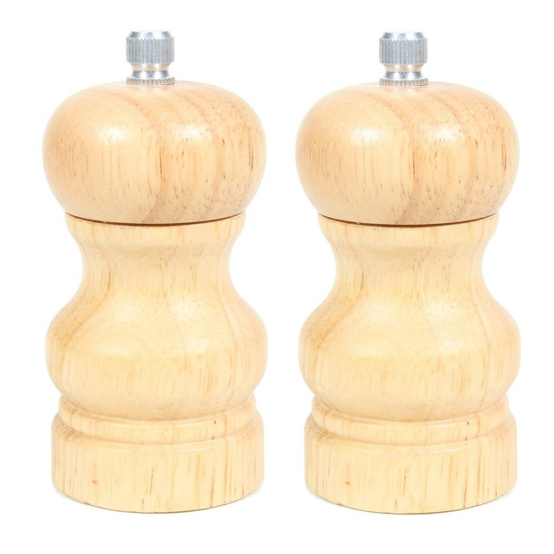 Cook Concept Pepermolen/zoutmolen - 2x - hout - bruin - 10 cm - kruidenmolen - vermalen -