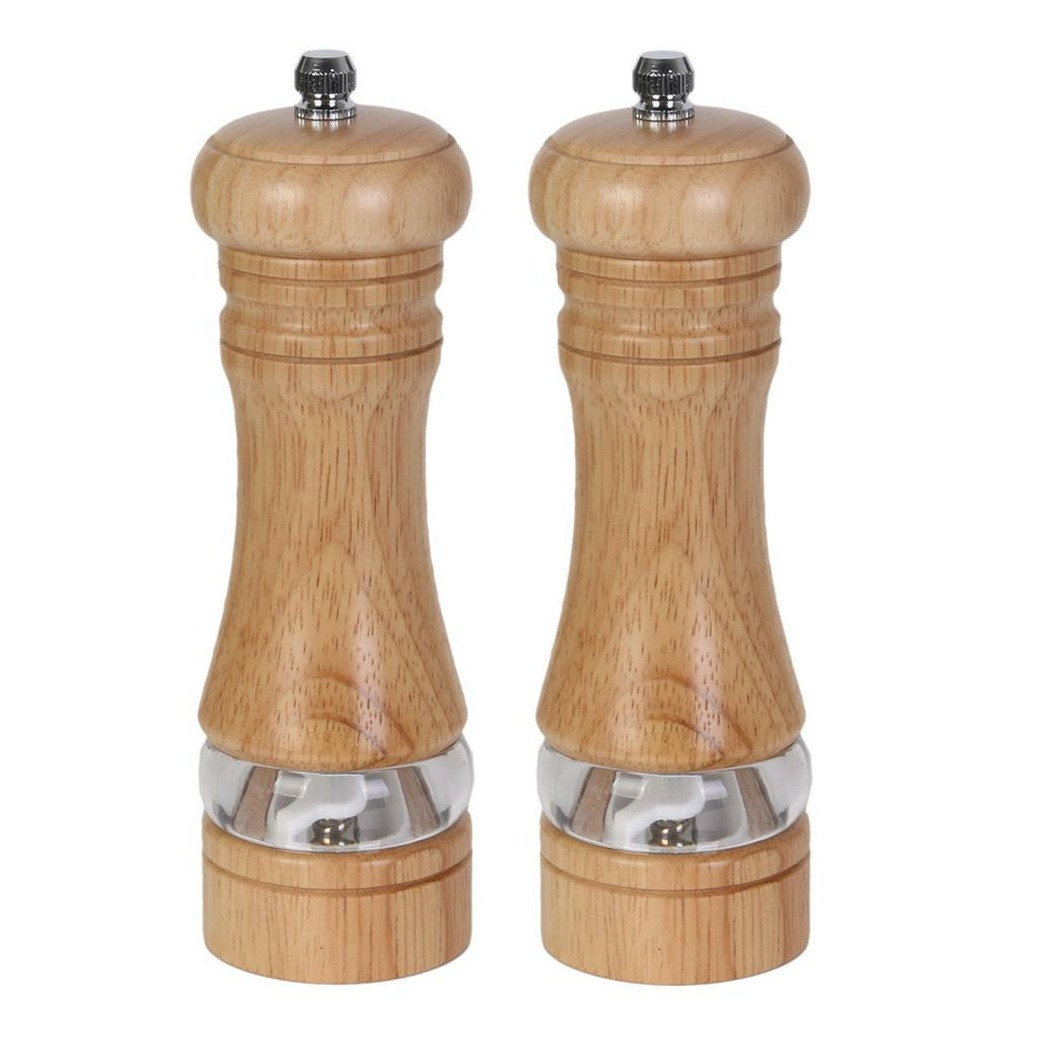 Cook Concept Pepermolen/zoutmolen - 2x - hout - bruin - 17 cm - kruidenmolen - vermalen -
