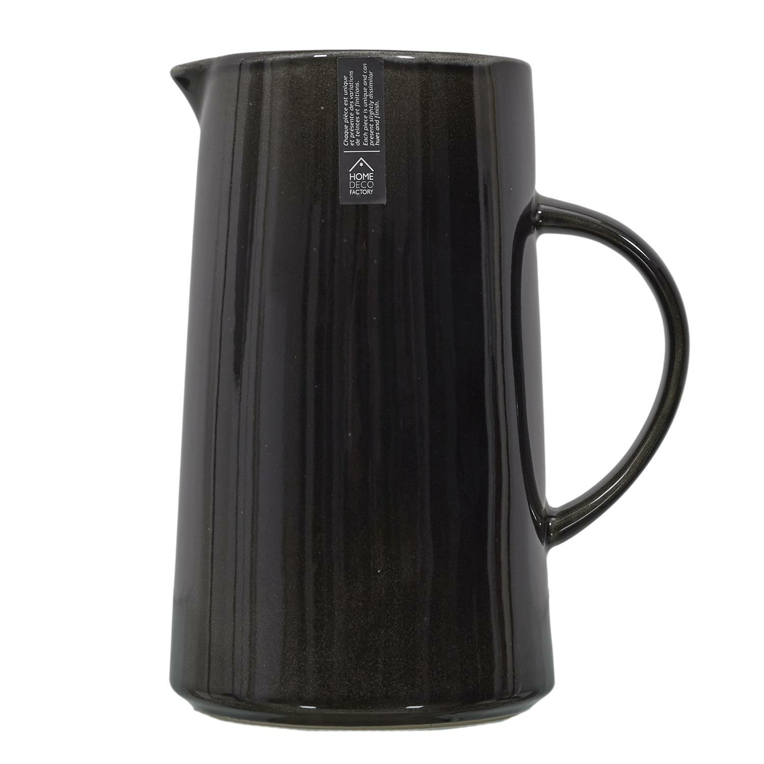 Home Deco Factory Schenkkan water/wijn karaf Arenka - keramiek - zwart - 1500 ml - 11 x 21 cm -