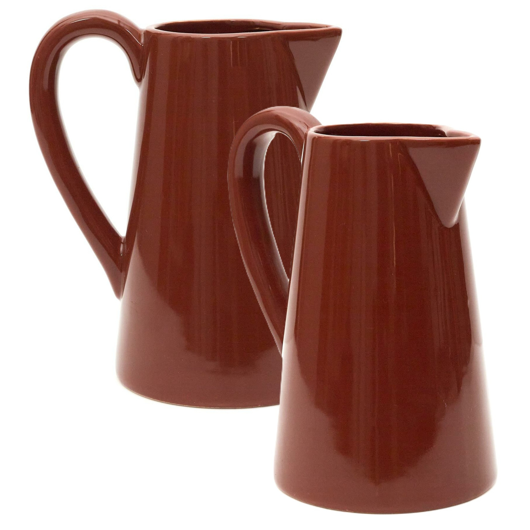 Home Deco Factory Schenkkan water/wijn karaf Pitcher - 2x - keramiek - terracotta - 900 ml - 10 x 16 -