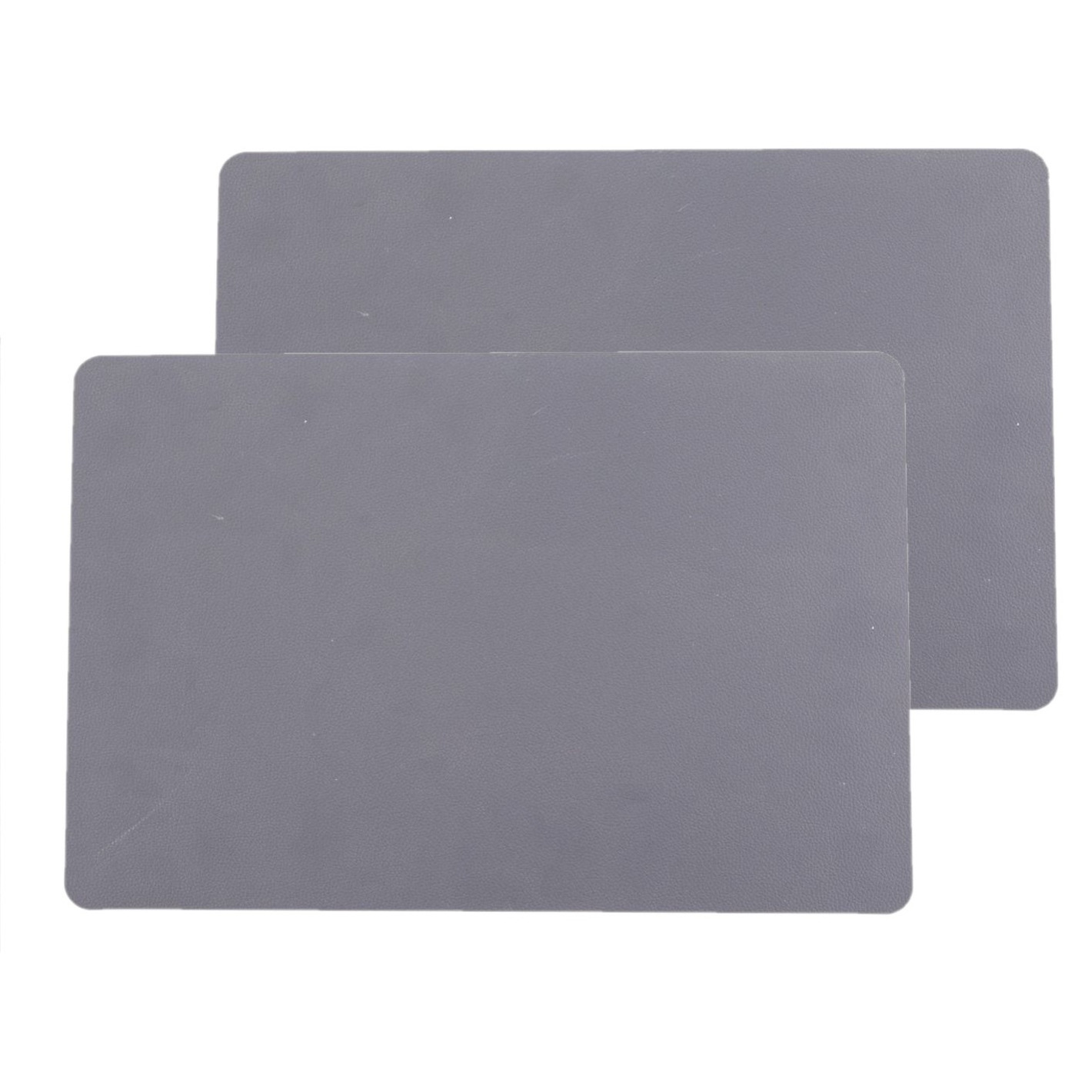 Secret de Gourmet tafel placemat PU- Set van 4x stuks -leer/leer look - grijs - 45 x 30 cm - Tafel o -