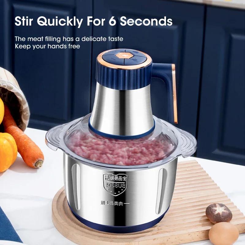 Homeware Discounts Market 5L Elektrische Vleesmolens 304 Roestvrij Staal Voedsel Crusher Multifunctionele Groentesnijder Chopper Vleesmolen Babyvoedselverwerker EU blauw
