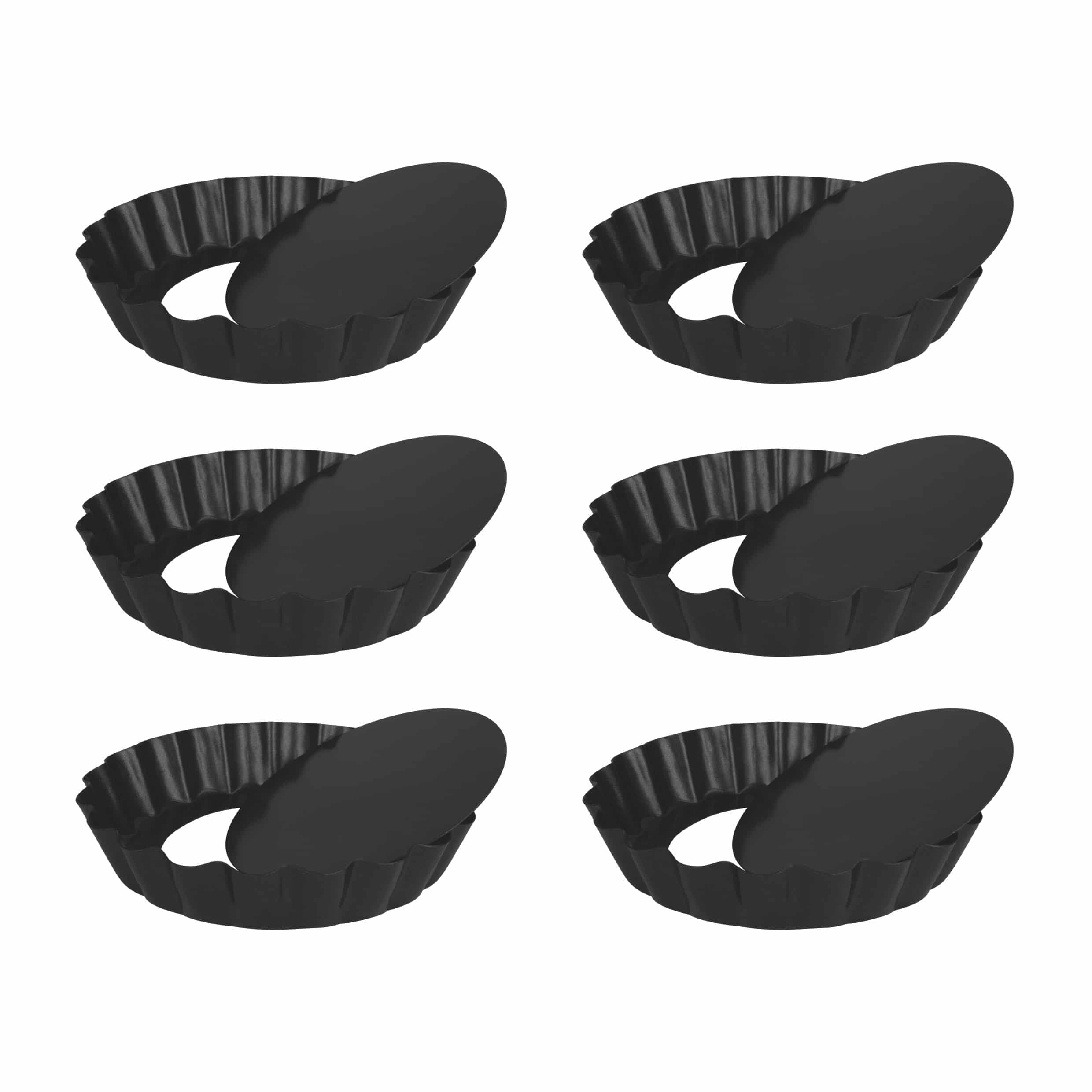 Krumble Quichevormpjes - Set van 6 - Metaal - Diameter 10 cm - Donkergrijs