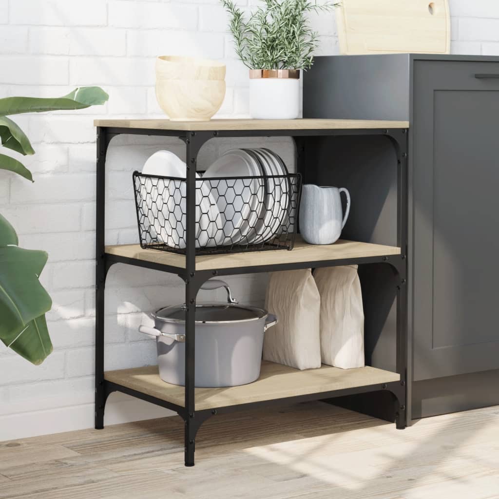 vidaXL Keukentrolley 60x41x76 cm bewerkt hout sonoma eikenkleurig