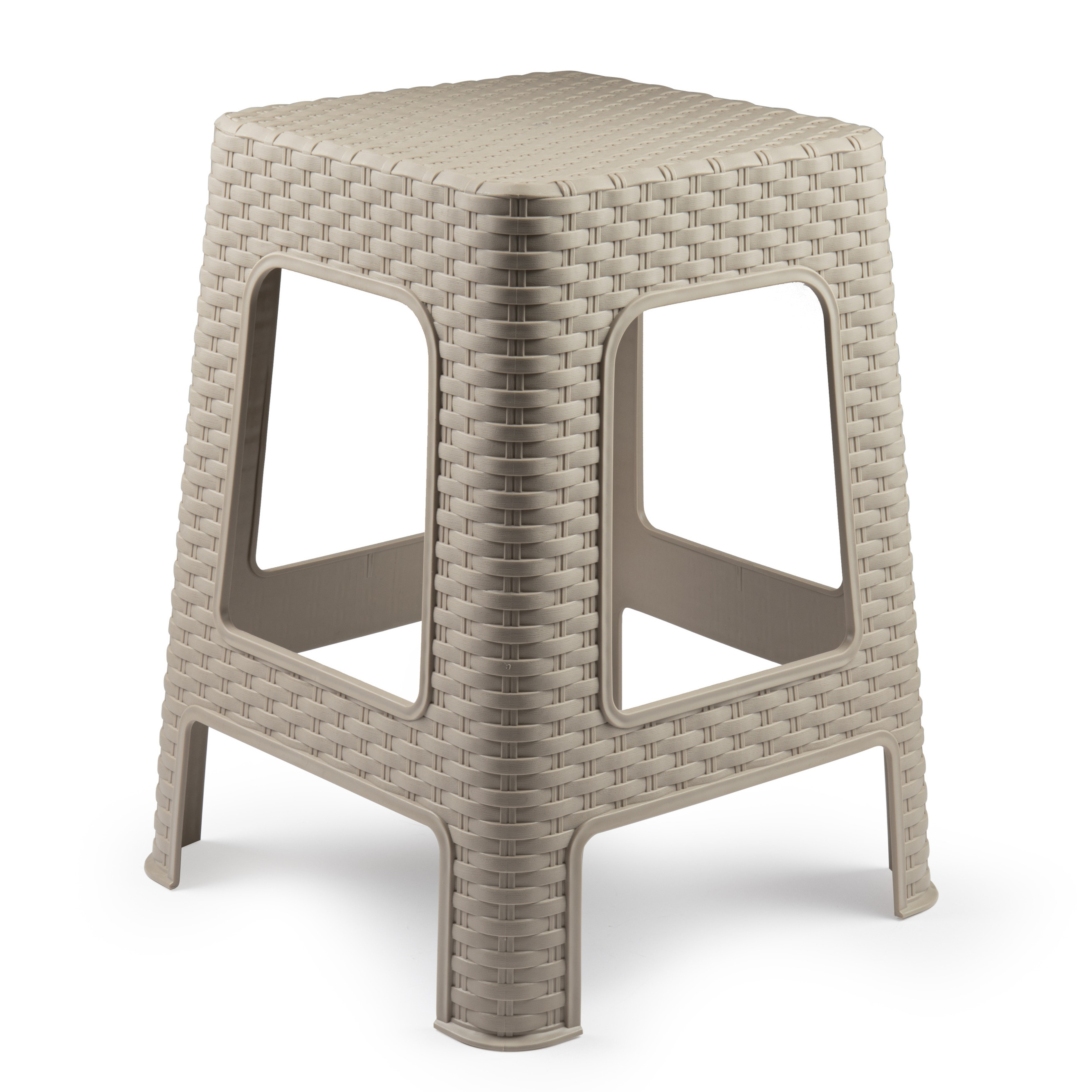 PlasticForte Rotan opstapje/zit krukje - kunststof - beige - x x 45 cm - Keuken/badkamer - Krukjes -