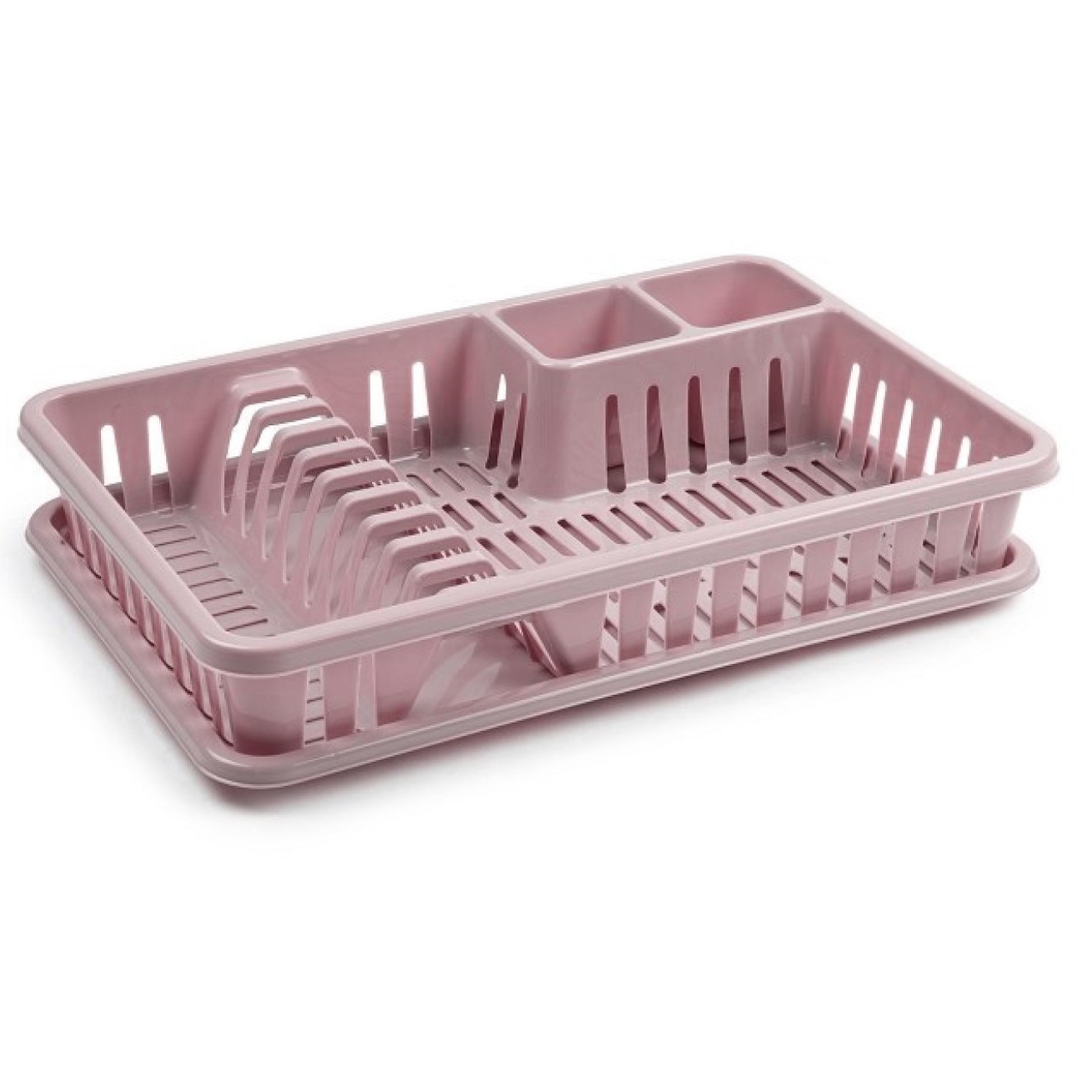 PlasticForte Afdruiprek met lekbak - 45 x 30 cm - roze - Afwassen/afdrogen - Afwasrekken - Kunststof -