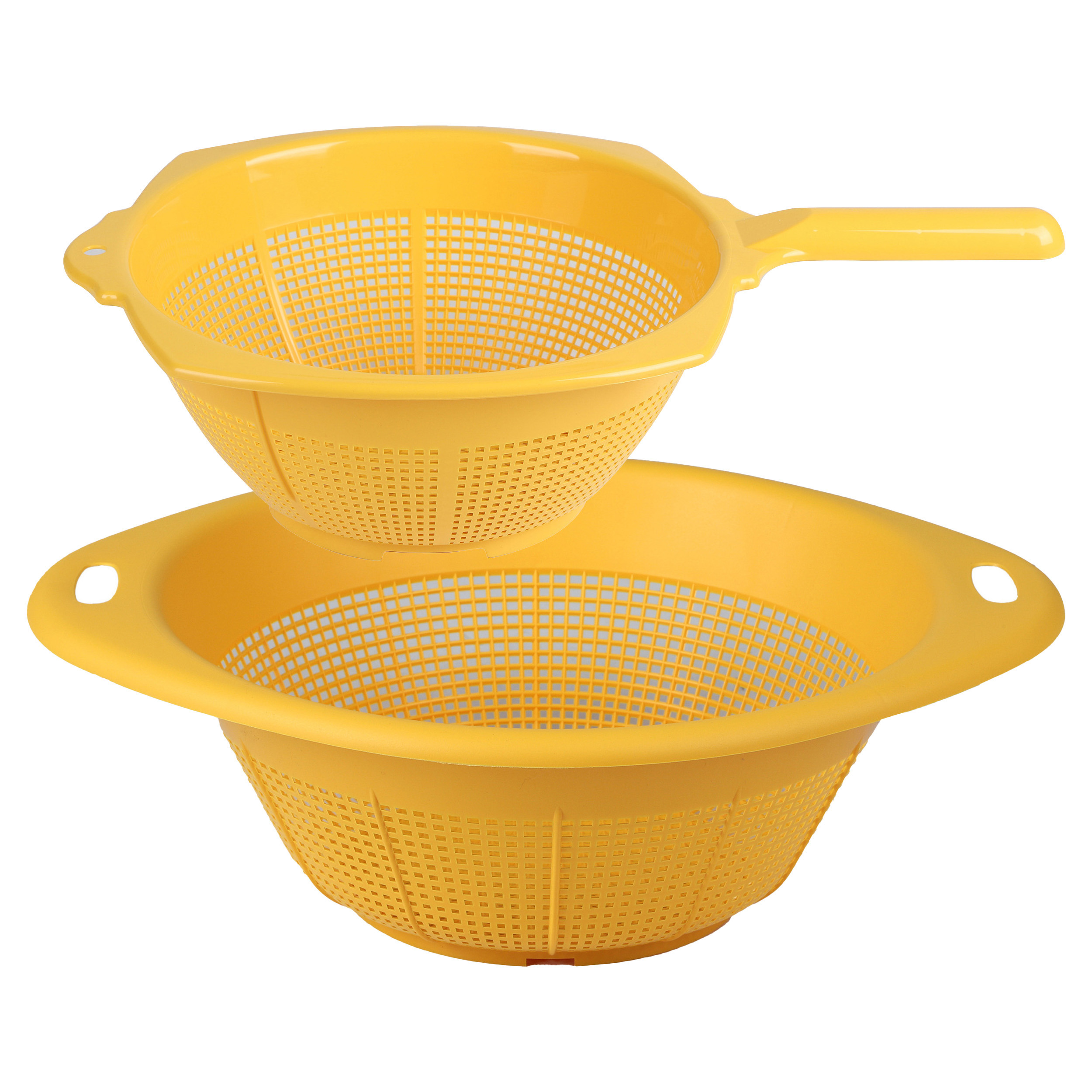 Urban Living keuken vergiet liberty - 2x stuks - geel - kunststof - voor voedsel -
