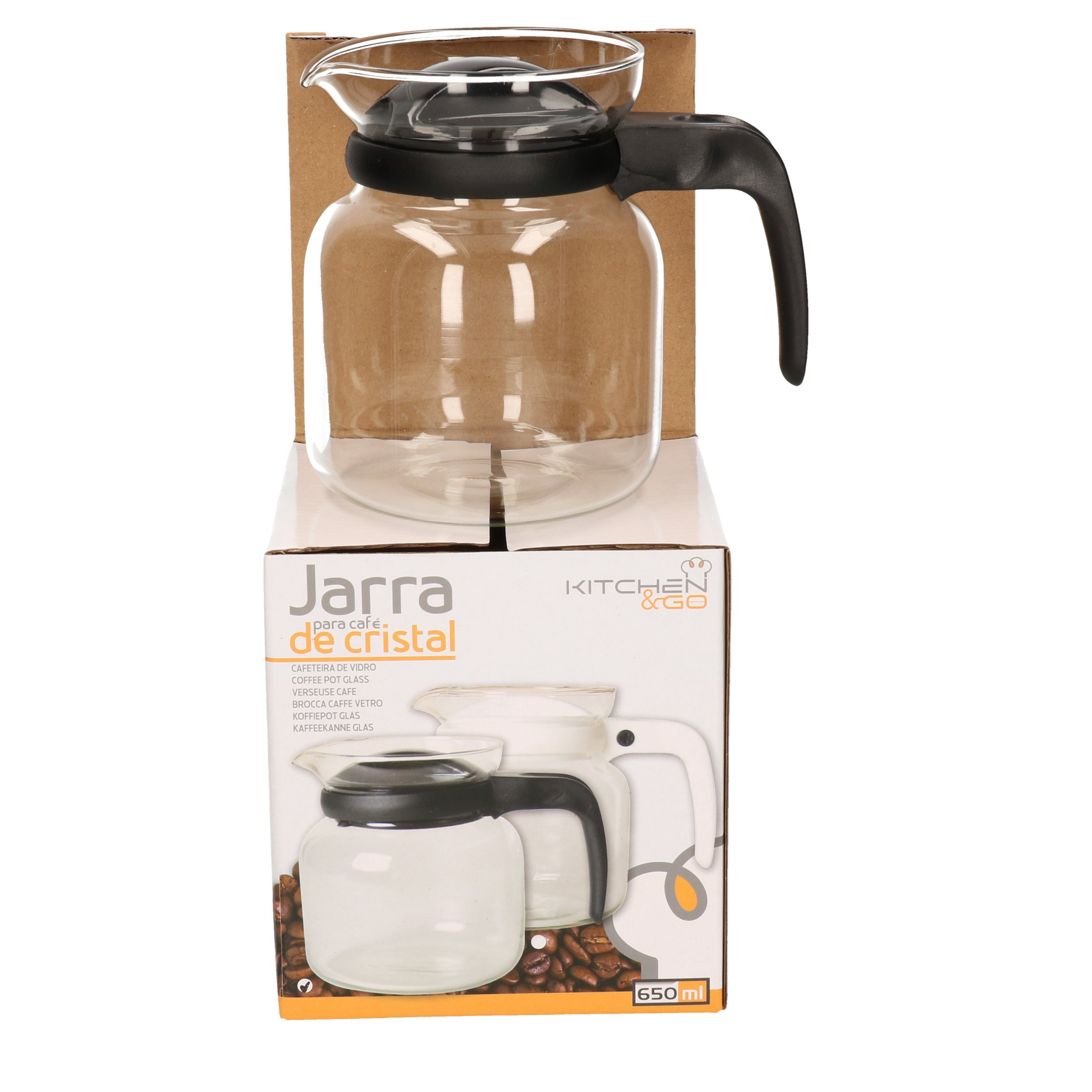 Gerimport Theepot/koffiepot - deksel/handvat zwart - 0,65 -