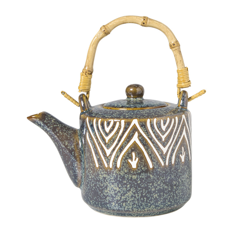 Xenos Theepot Nori - blauw/bruin - 600 ml
