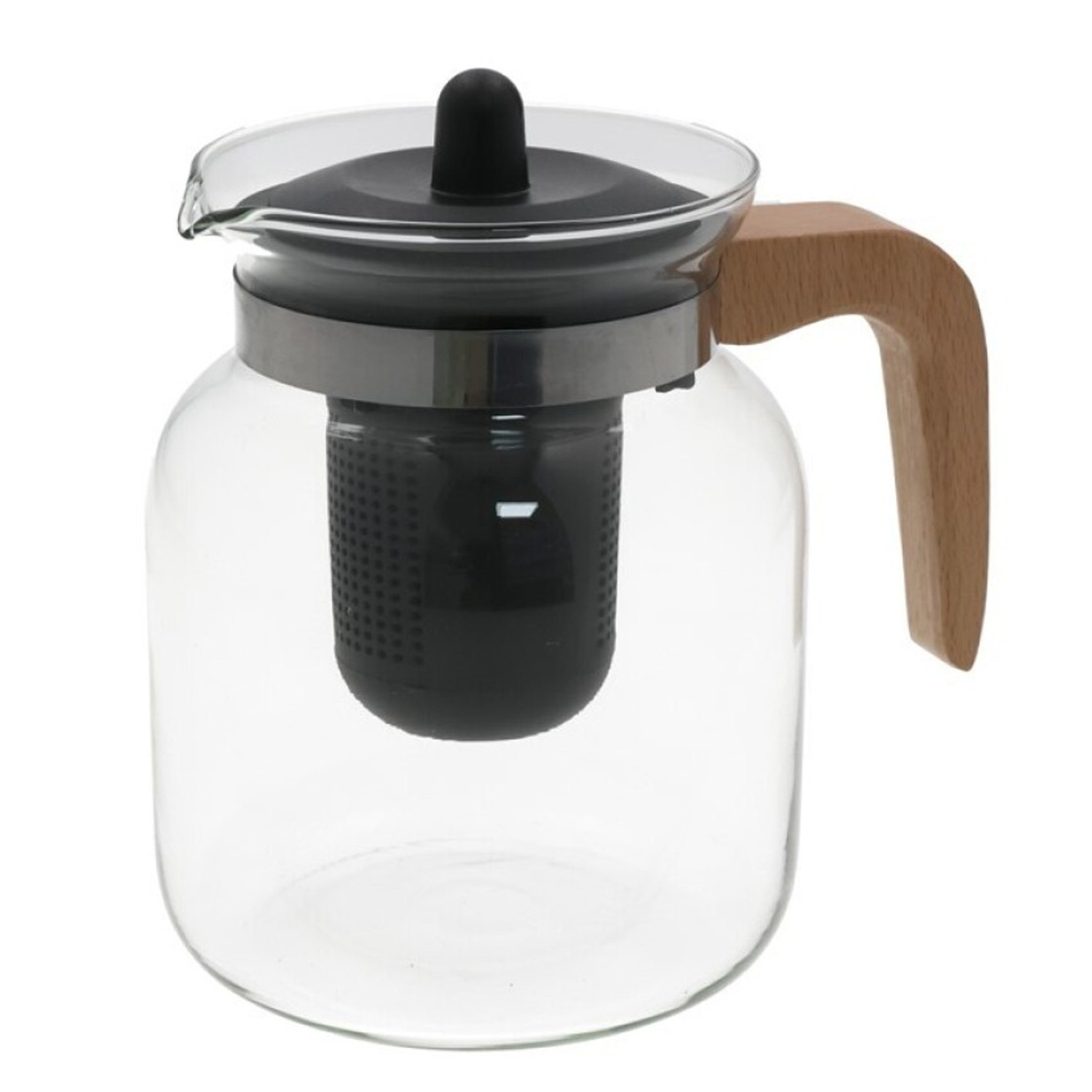 Gerimport Theepot met filter - glas - met deksel - transparant - 1500 ml - 12 x 17 cm -
