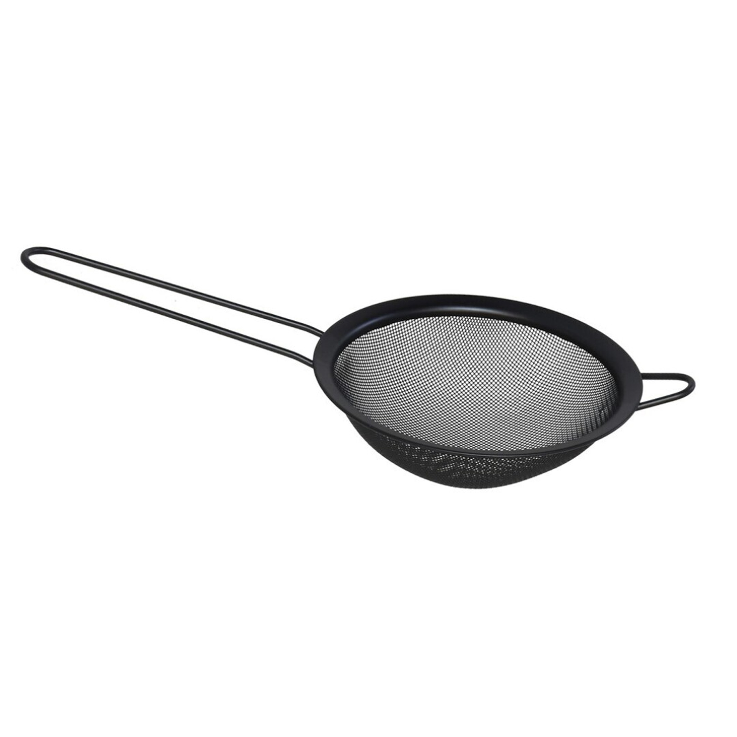 Gerimport Keuken vergiet met handvat - zwart - metaal - 13 cm - afgiet zeef -