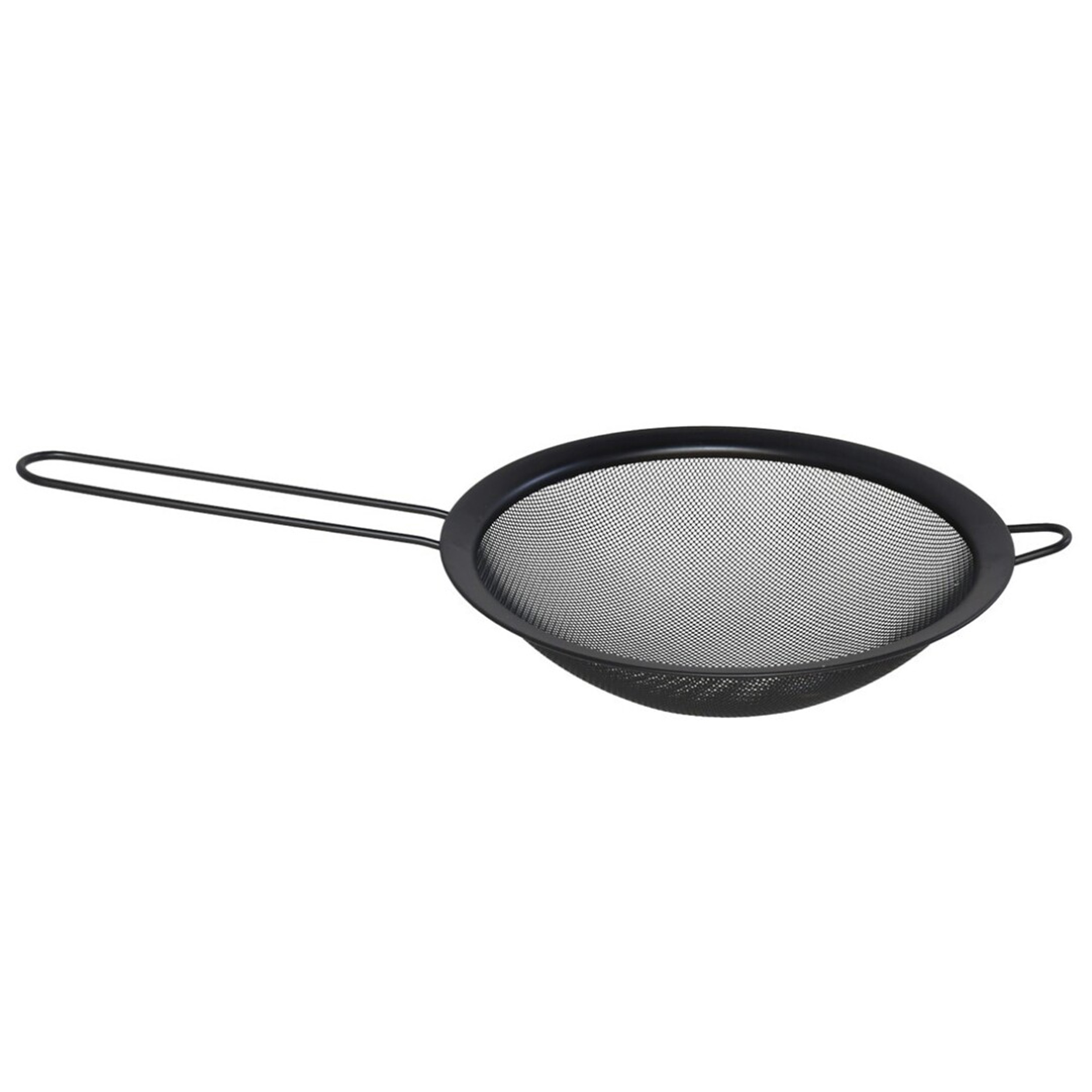 Gerimport Keuken vergiet met handvat - zwart - metaal - 18 cm - afgiet zeef -