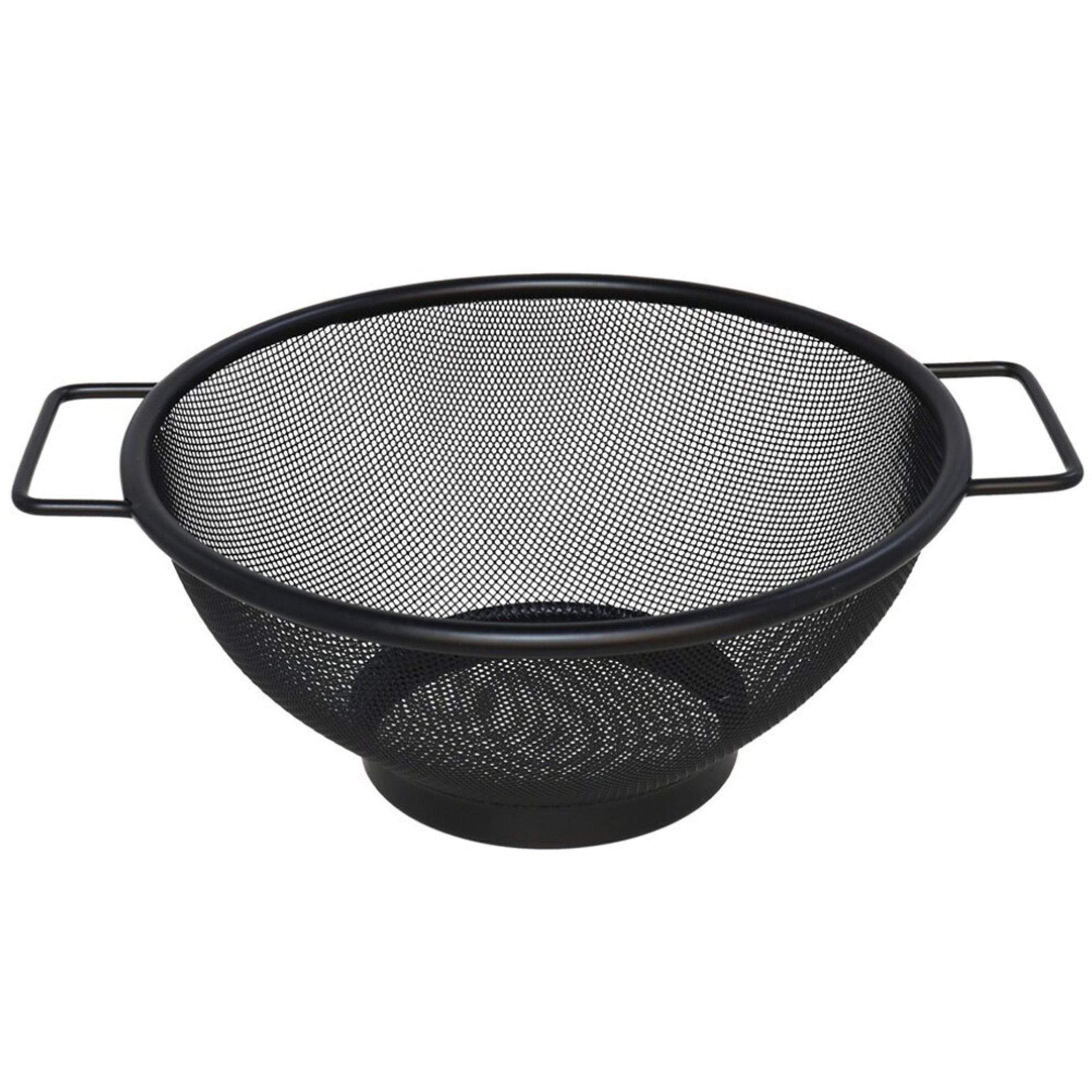 Gerimport Keuken vergiet met handvaten - zwart - metaal - 20 cm - afgiet zeef -