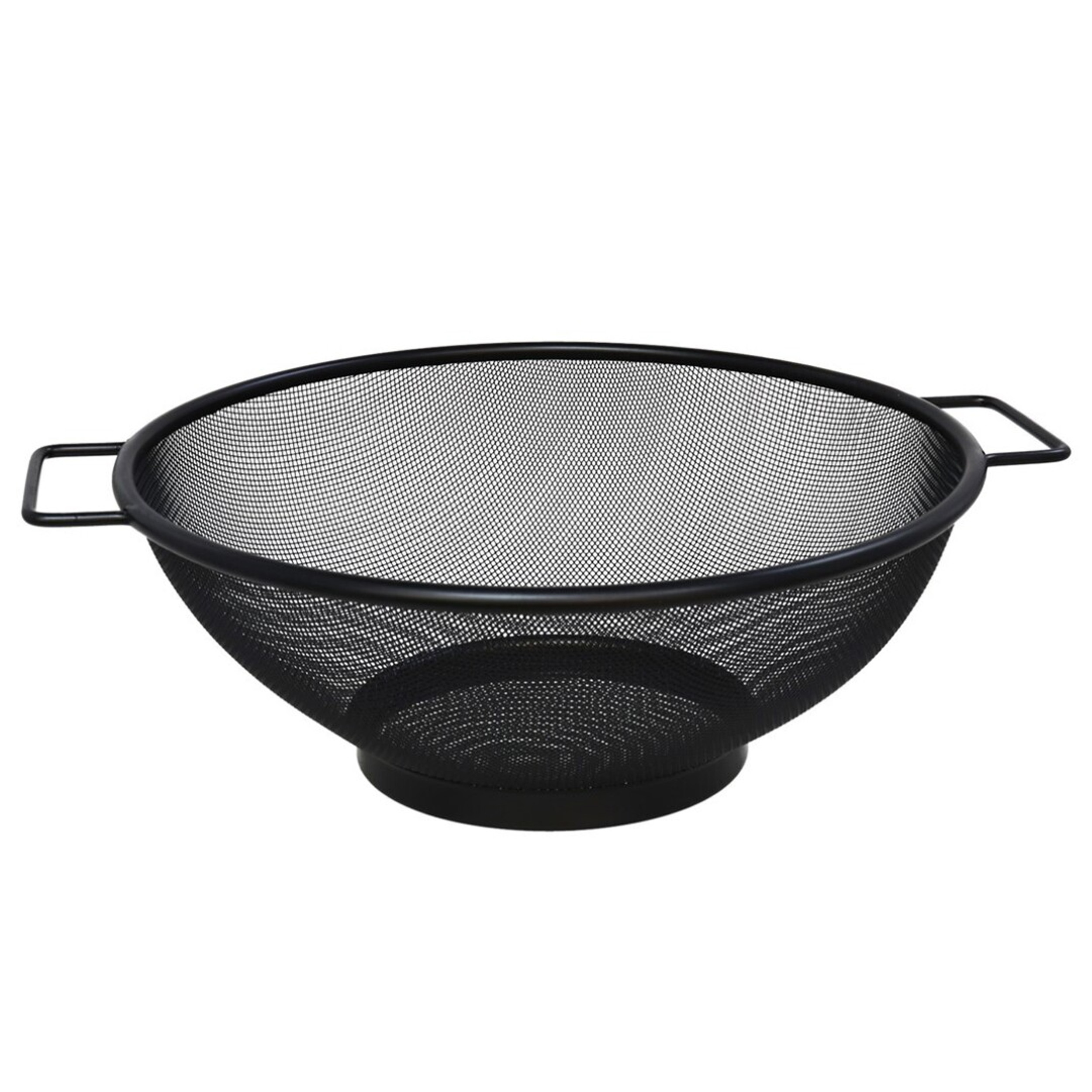 Gerimport Keuken vergiet met handvaten - zwart - metaal - 31 cm - afgiet zeef -