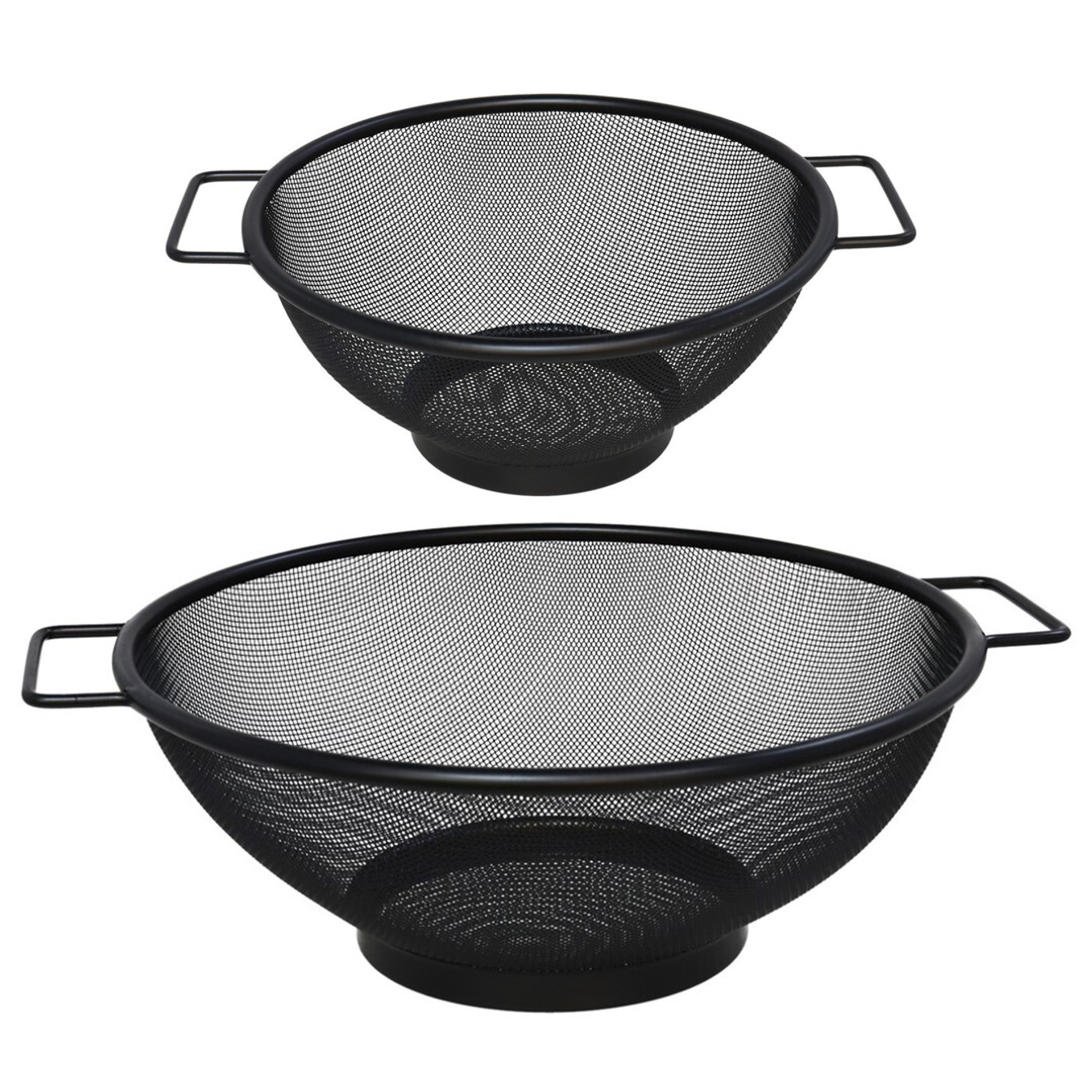 Gerimport keuken vergiet met handvaten - set 2x stuks - zwart - metaal - 31/20 cm -