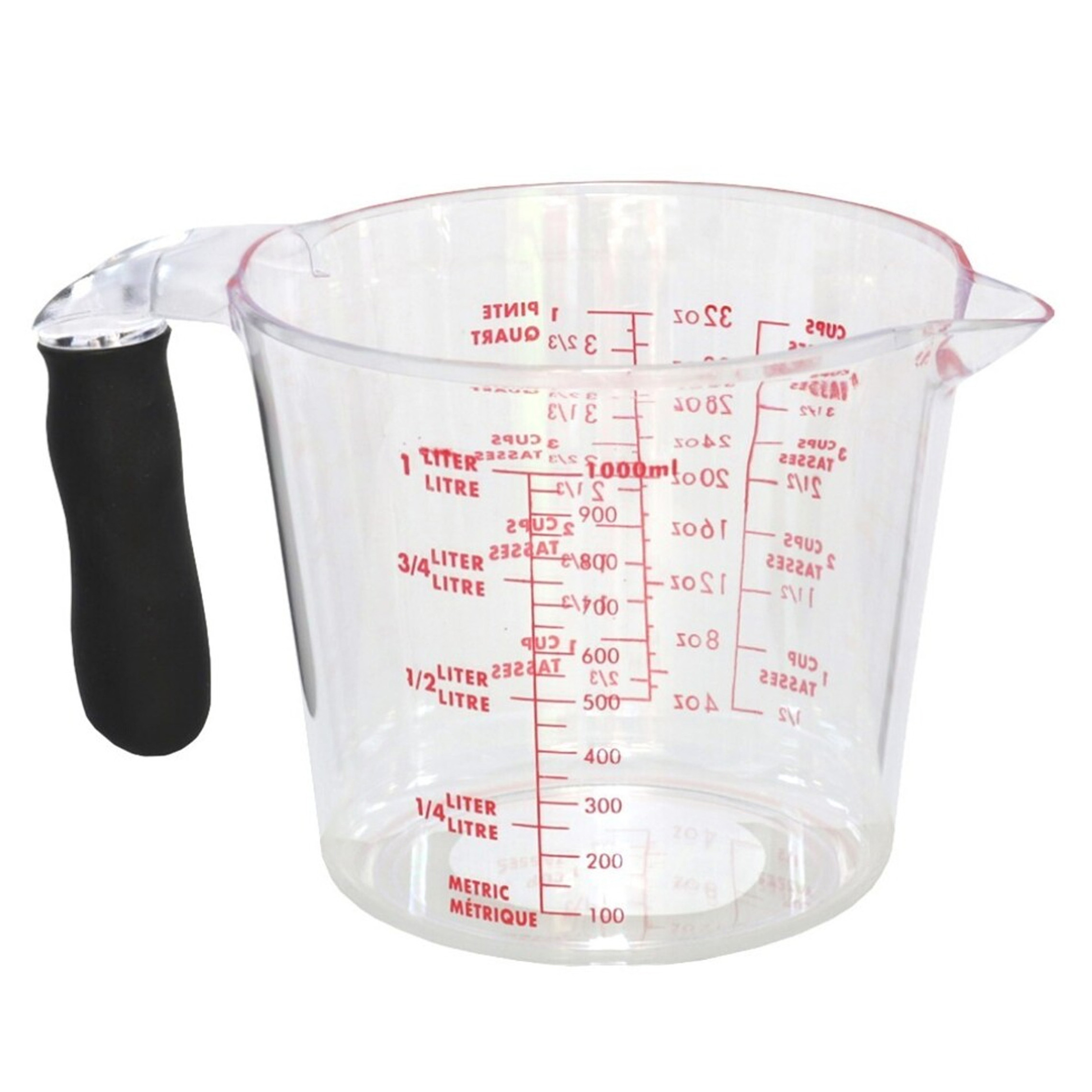Gerimport Keuken maatbeker/mengbeker - kunststof - transparant - 1000 ml - schenktuit -