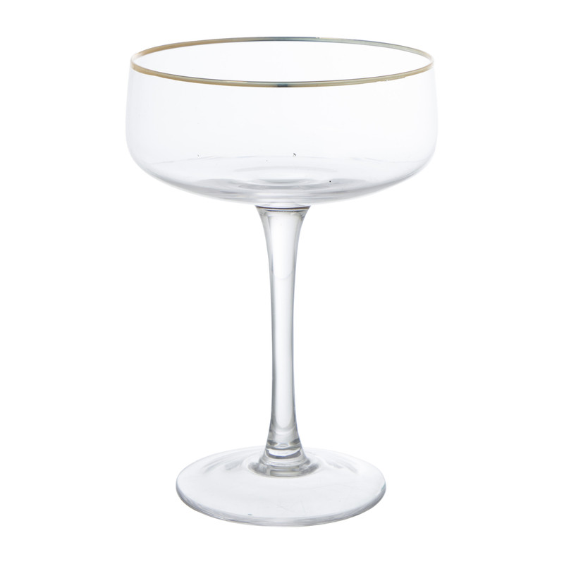 Xenos Champagnecoupe gouden rand - transparant - 220 ml