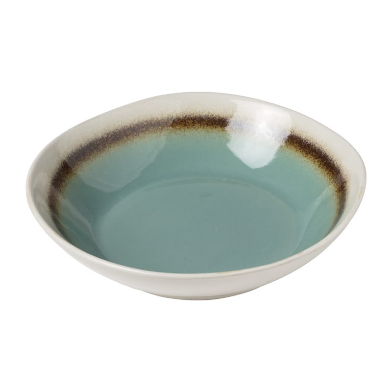 Xenos Diep bord Roots - turquoise - ø20x5.4 cm